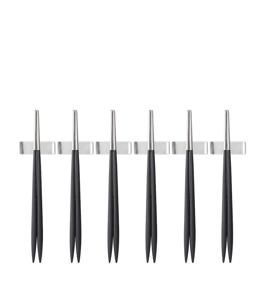 Set of 6 Stainless Steel Ares Chopsticks BLACK Image 1