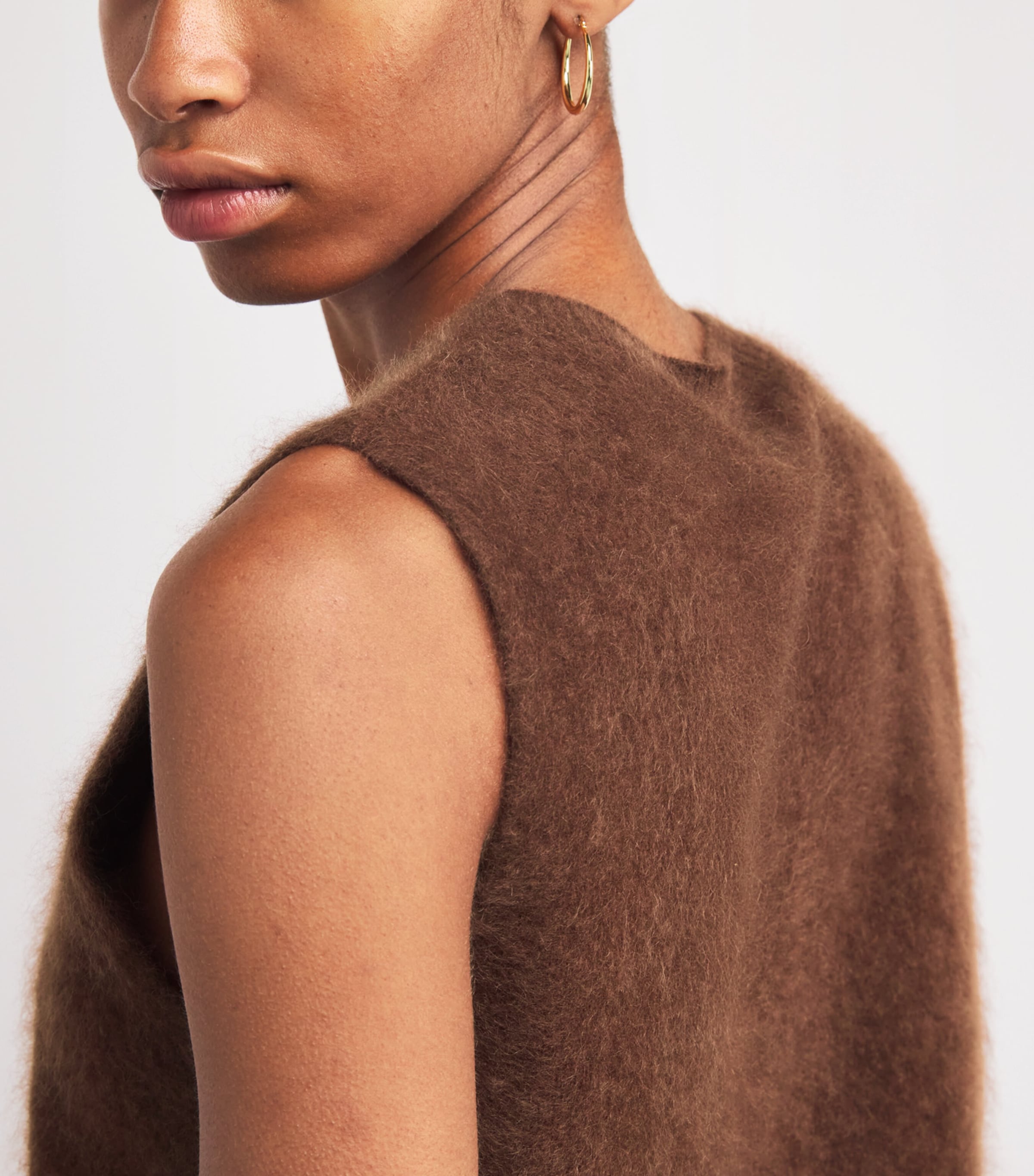 ME+EM Womens Cashmere Brushed Sweater Vest Chestnut Brown Image 6