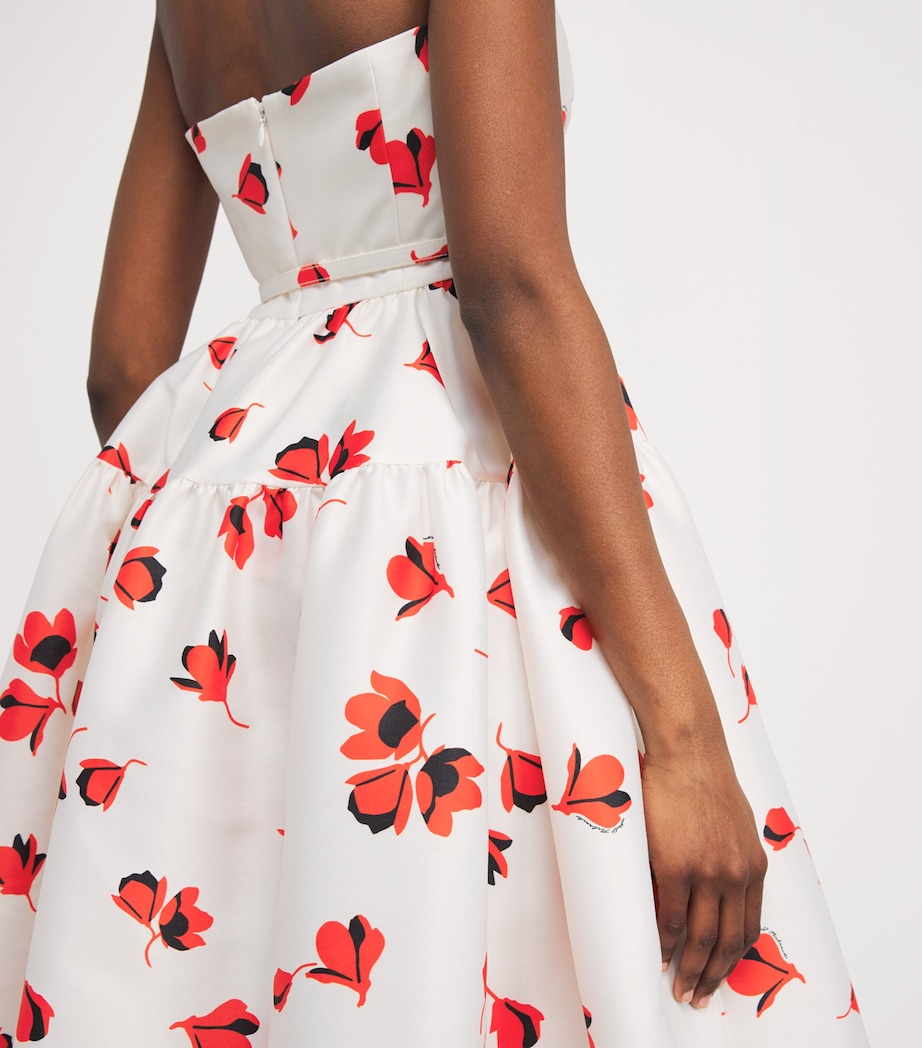Floral Strapless Midi Dress WHITE Image 4