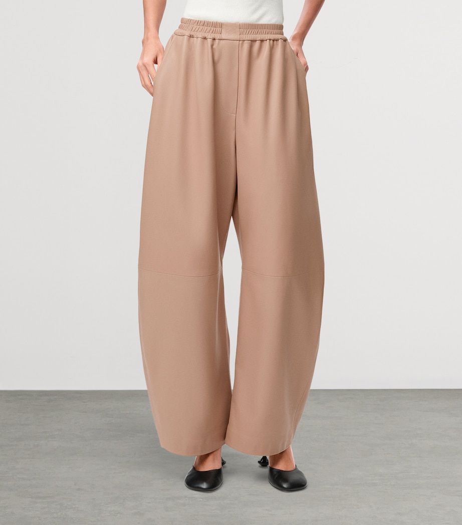 Leather Barrel Trousers BEIGE Image 3