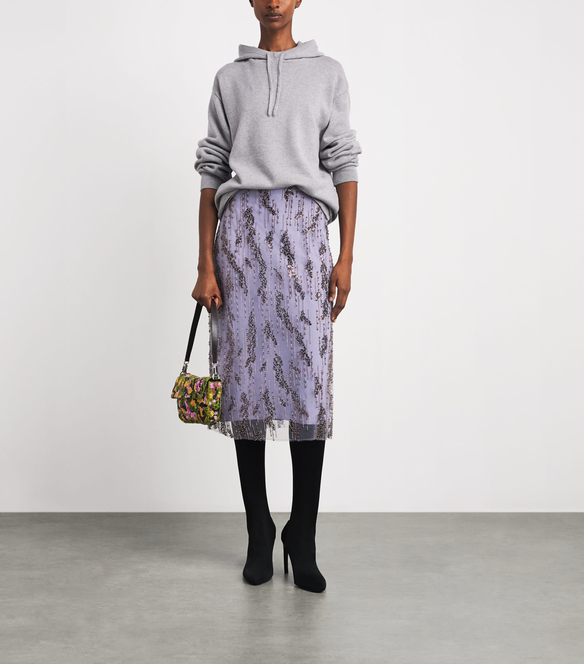 STAUD Womens Embellished Angela Midi Skirt Lil Lilac Image 2