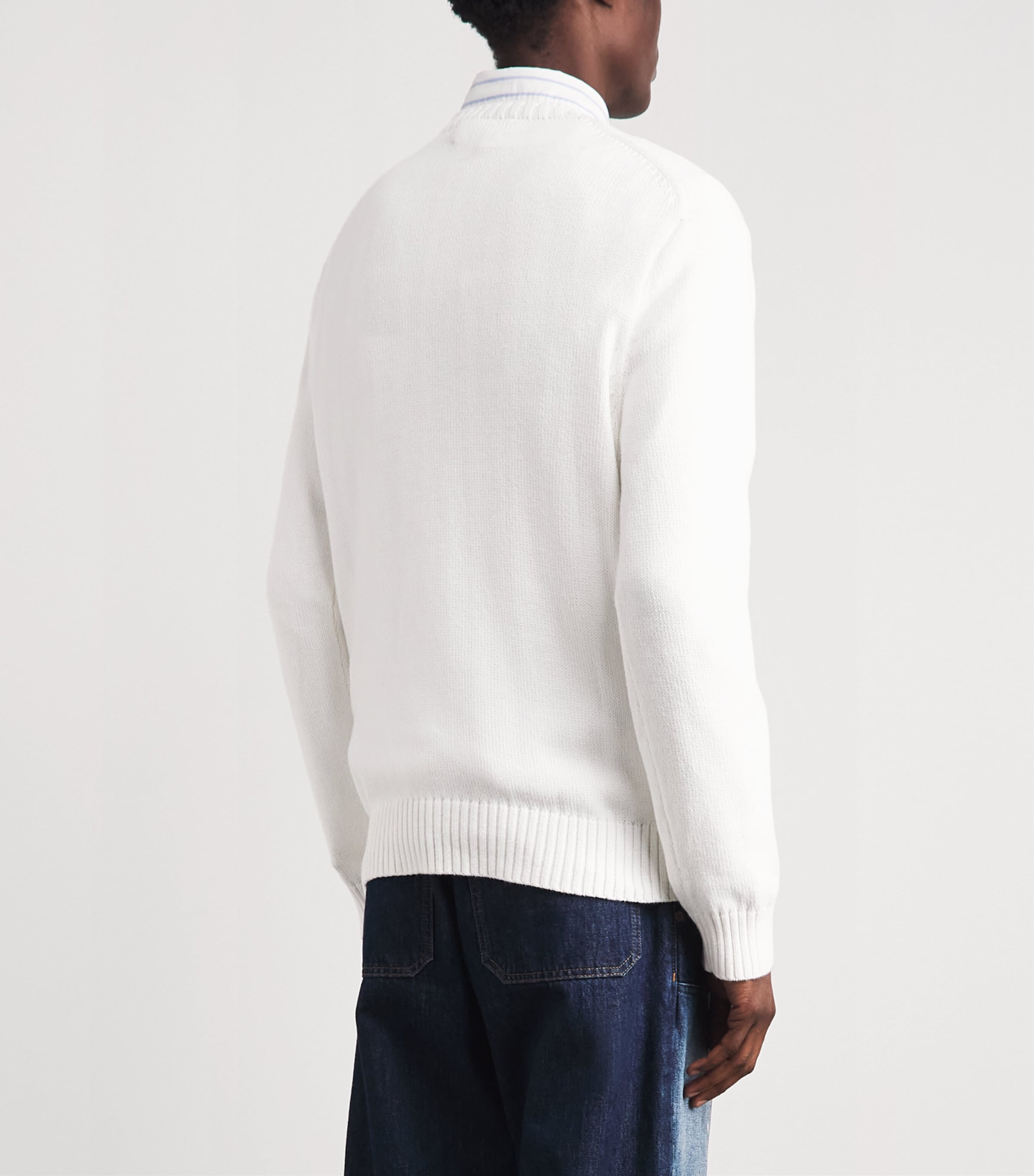 Polo Ralph Lauren Mens Cotton Jacquard Newport Bear Sweater Deckwash White Image 5