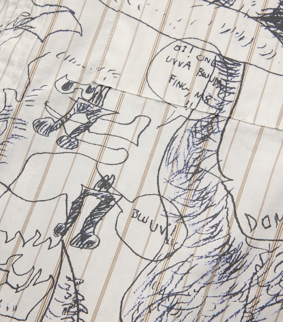 DOMREBEL Mens Cotton Printed Utopia Shirt Beige Image 5