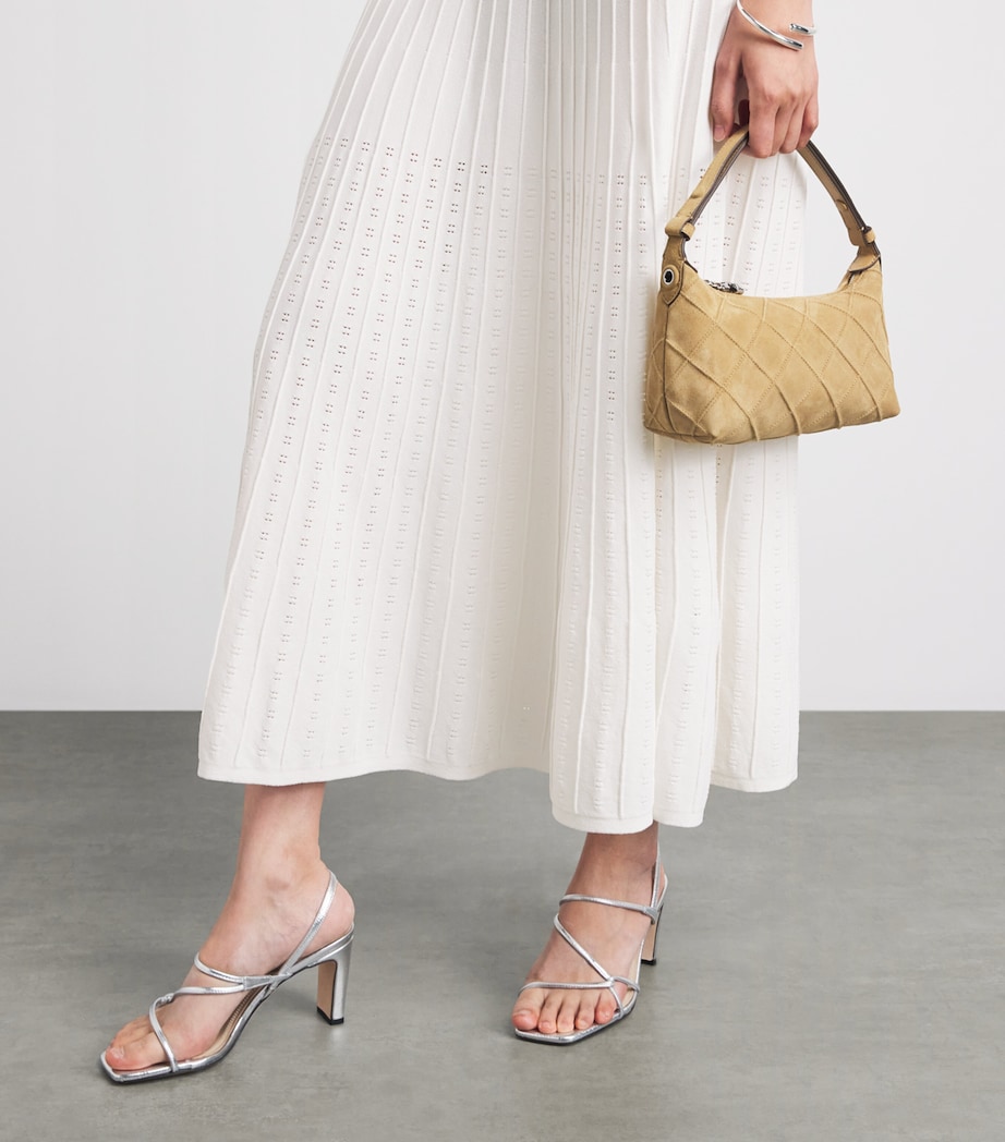 Sandro Paris Womens Knitted Embellished Midi Dress White Image 5
