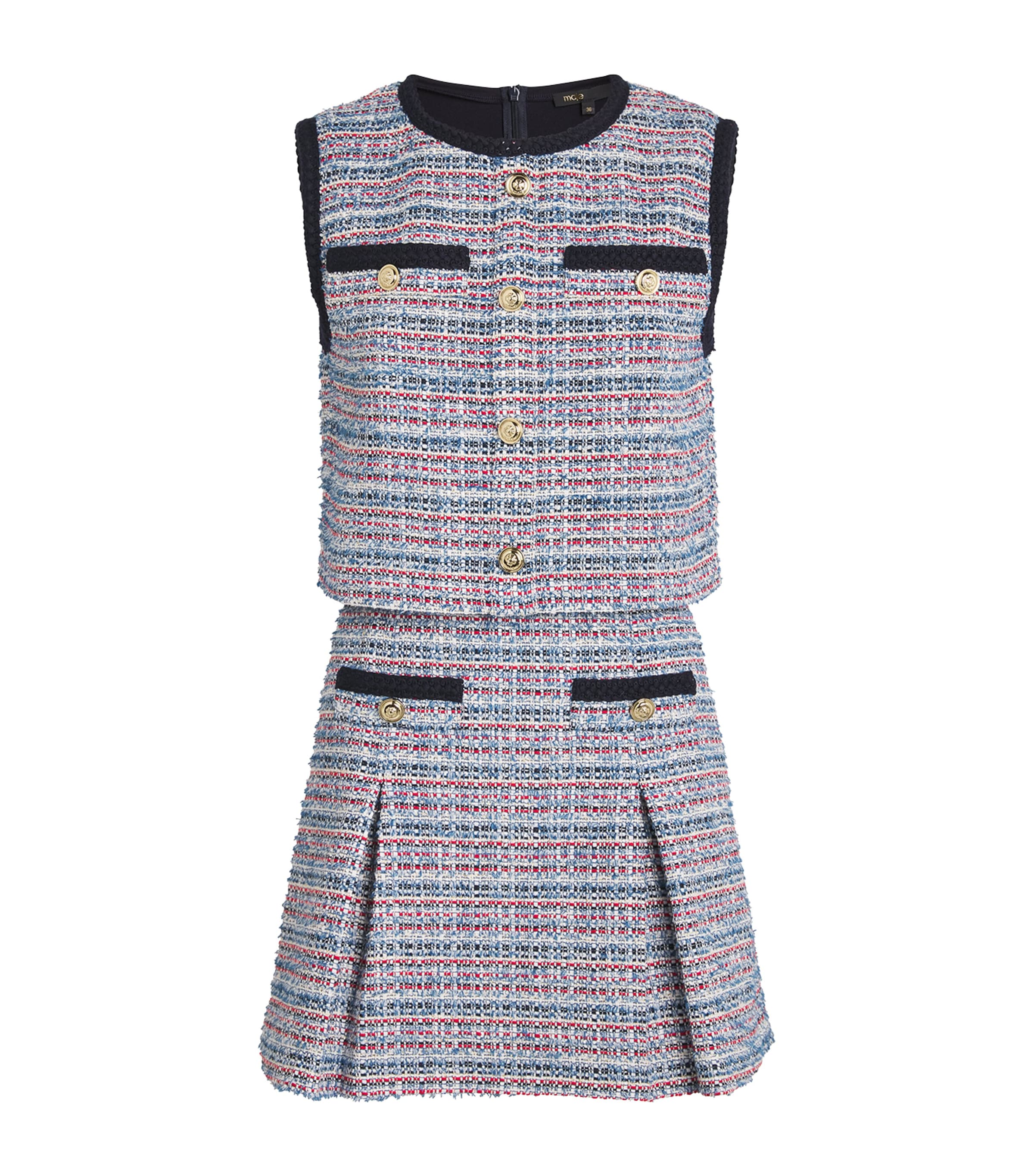 MAJE TWEED TWO-IN-ONE MINI DRESS
