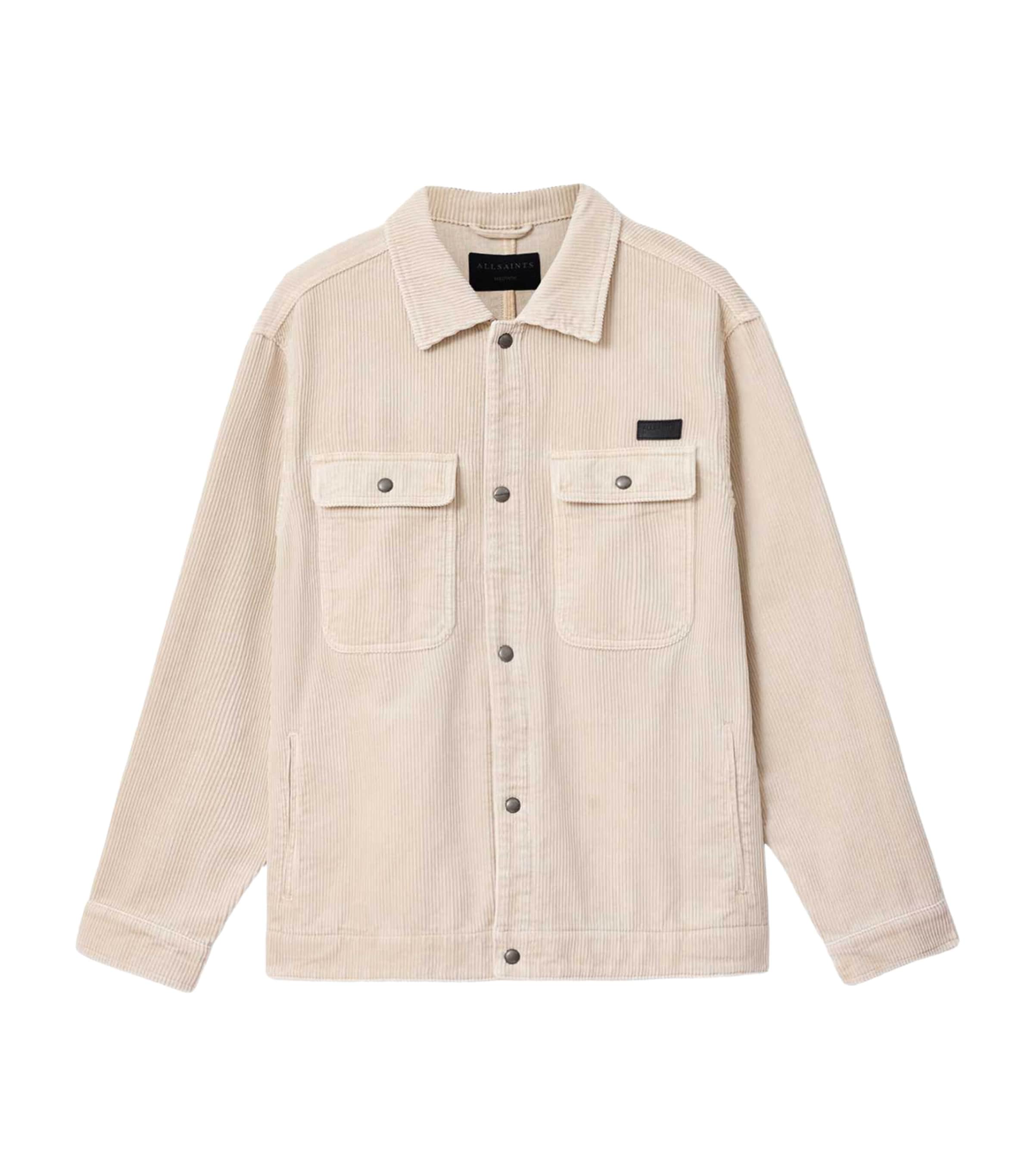 AllSaints Mens Corduroy Castleford Overshirt Pebble White Image 1