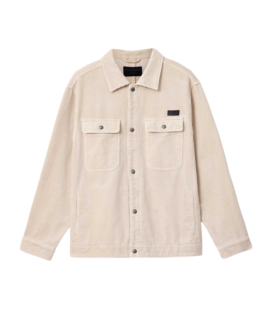 AllSaints Mens Corduroy Castleford Overshirt Pebble White Image 1