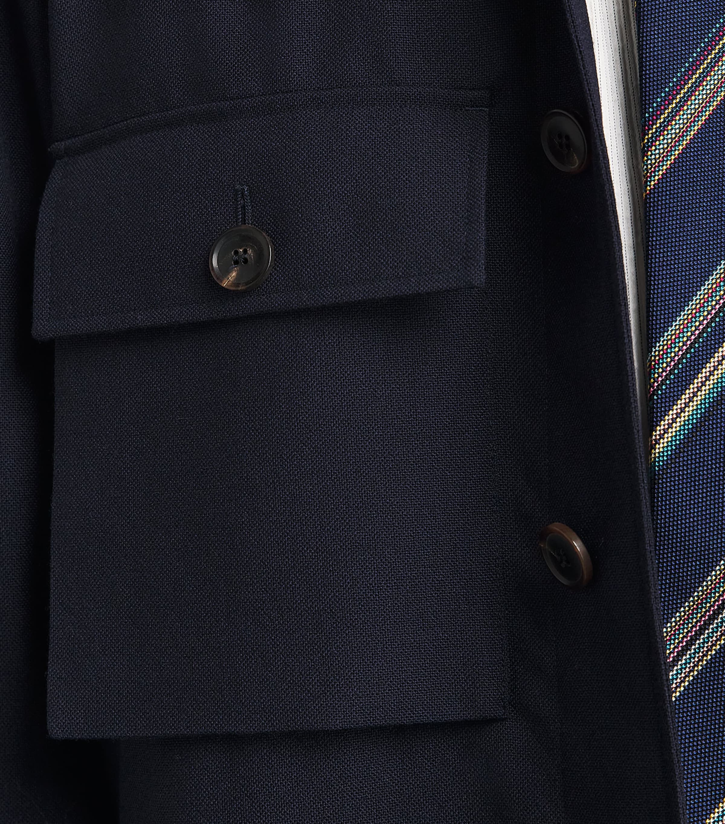 Paul Smith Mens Worsted Wool Overshirt Dark Navy Image 3