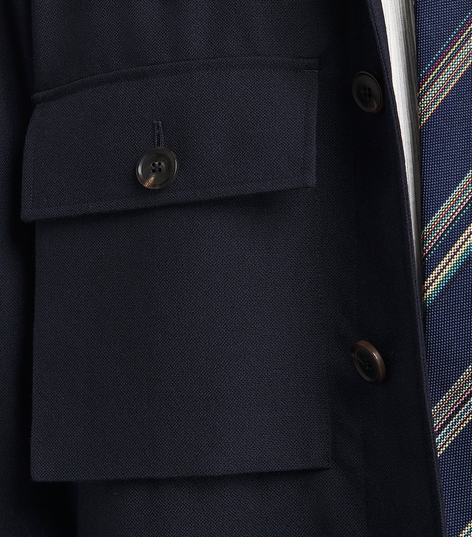 Paul Smith Mens Worsted Wool Overshirt Dark Navy Image 3