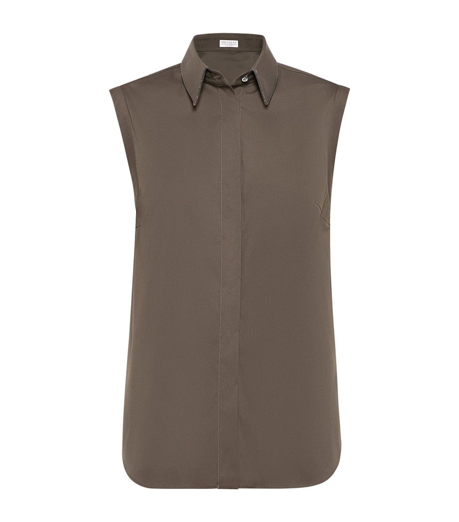 Brunello Cucinelli Womens Cotton-Blend Poplin Sleeveless Shirt Image 1
