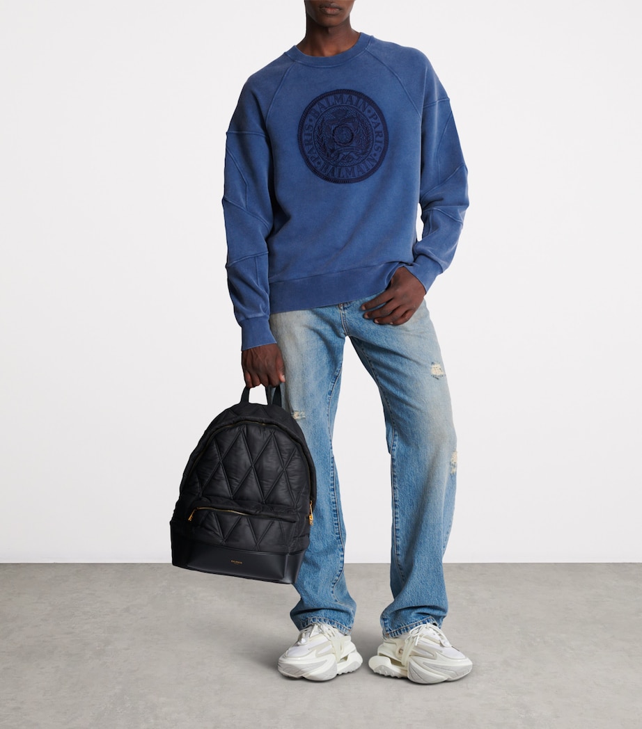 Cotton Embroidered Sweatshirt 6CX BLEU Image 4