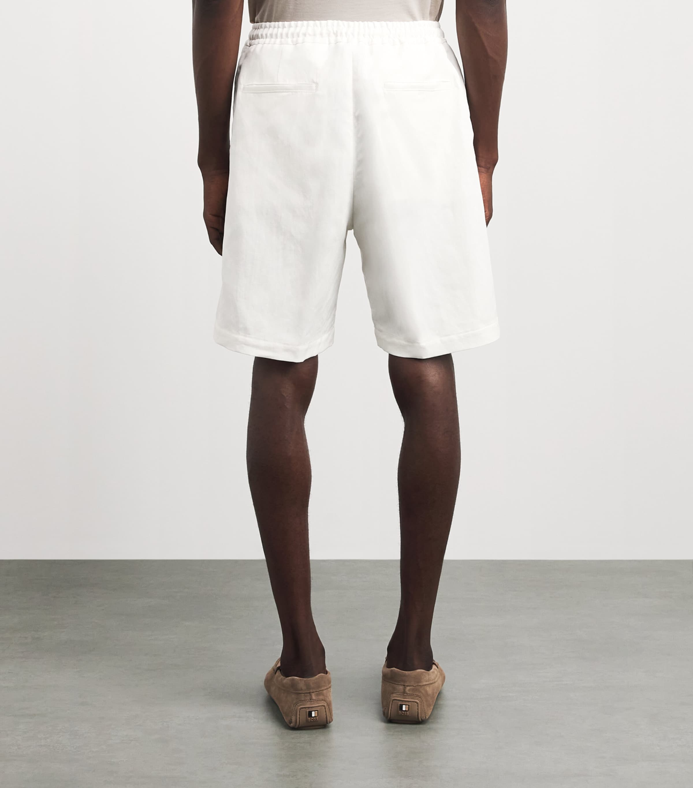 Canali Mens Linen-Silk Drawstring Shorts Image 5