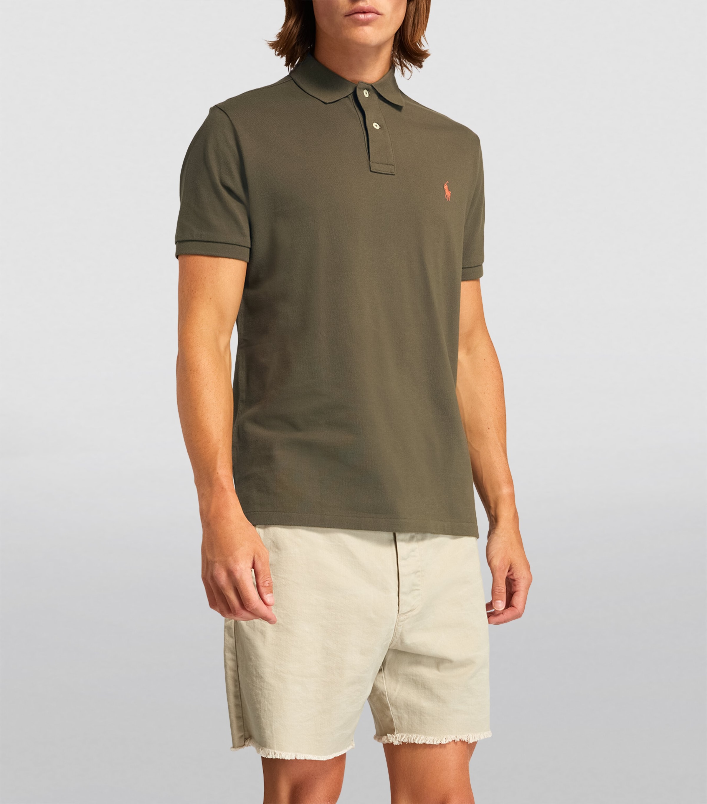 Cotton Mesh Polo Shirt GREEN Image 3