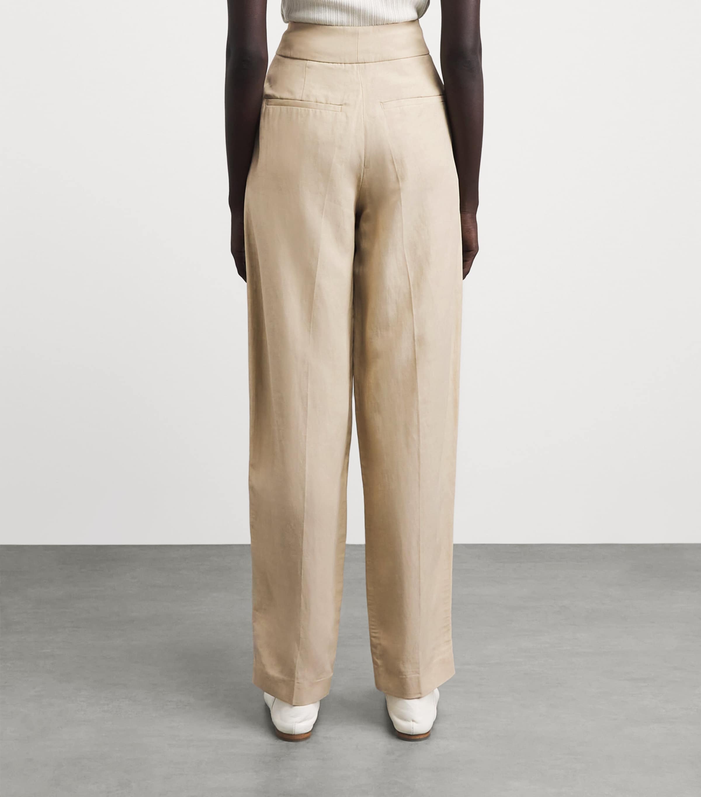 Joseph Womens Linen-Blend Aix Trousers Powder Image 5