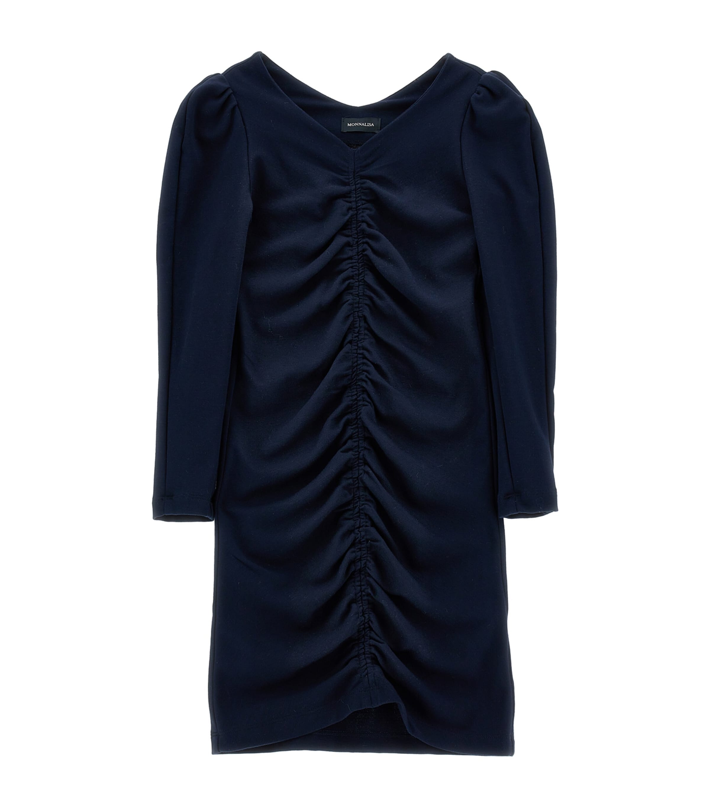 Monnalisa Draped Milano Stitch Dress In Blue