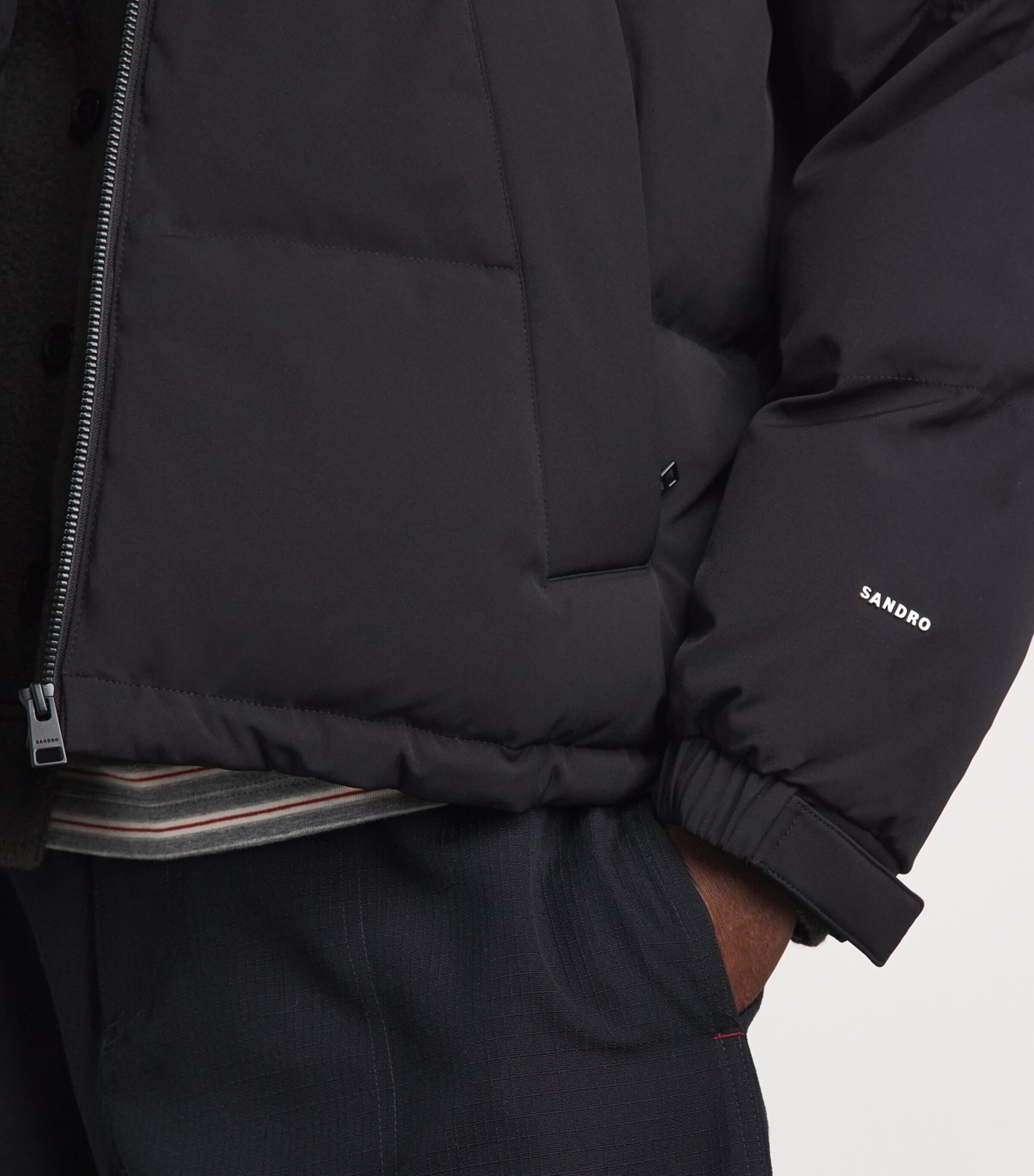 Sandro Paris Mens Down Puffer Jacket Carbon Black Image 3