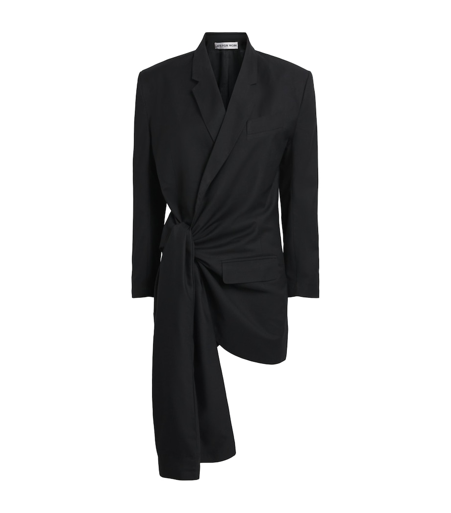 LATE FOR WORK Womens Blazer Sleeve-Tie Mini Dress Blk Image 1
