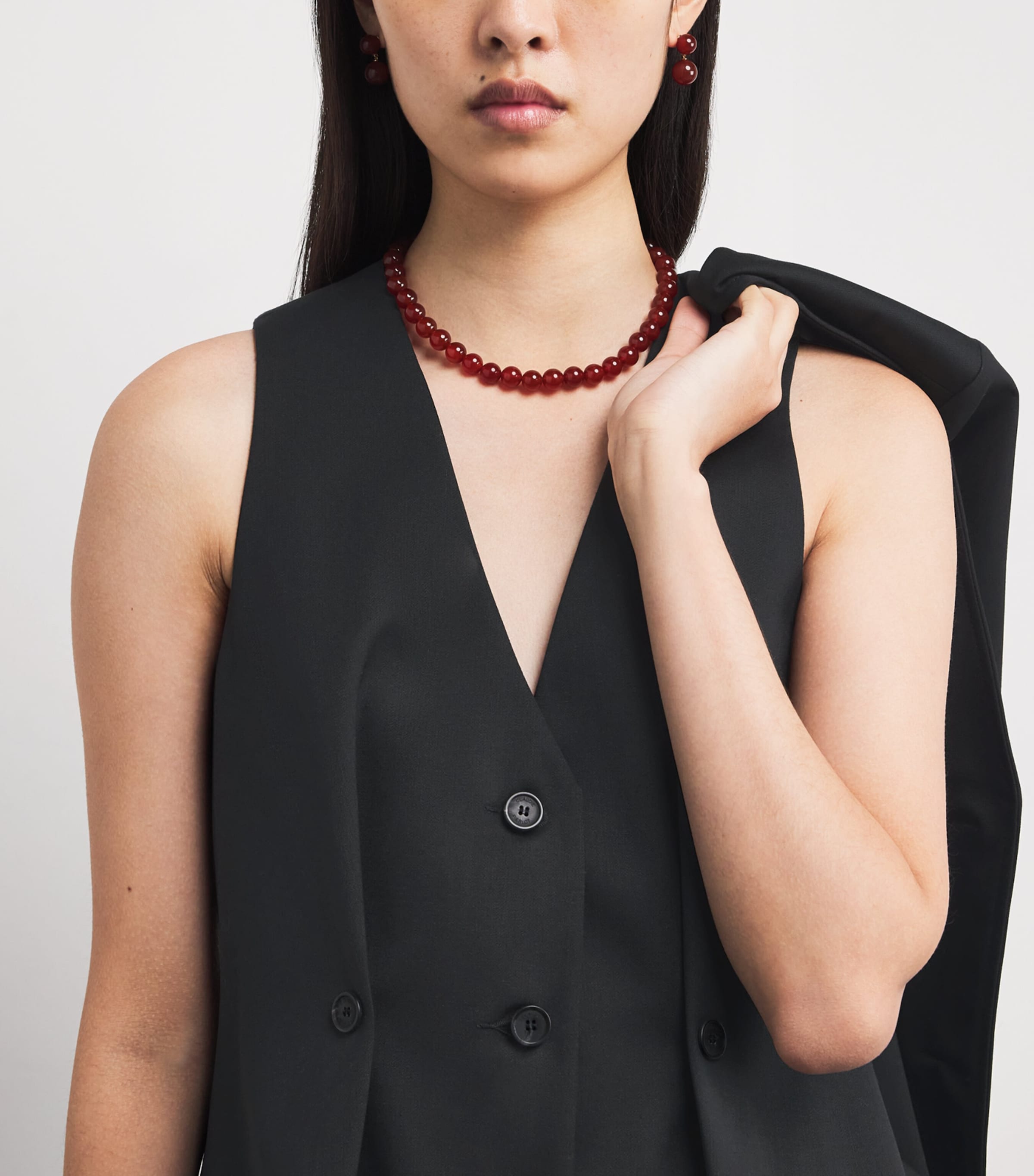 Button Pleat Waistcoat BLACK Image 6