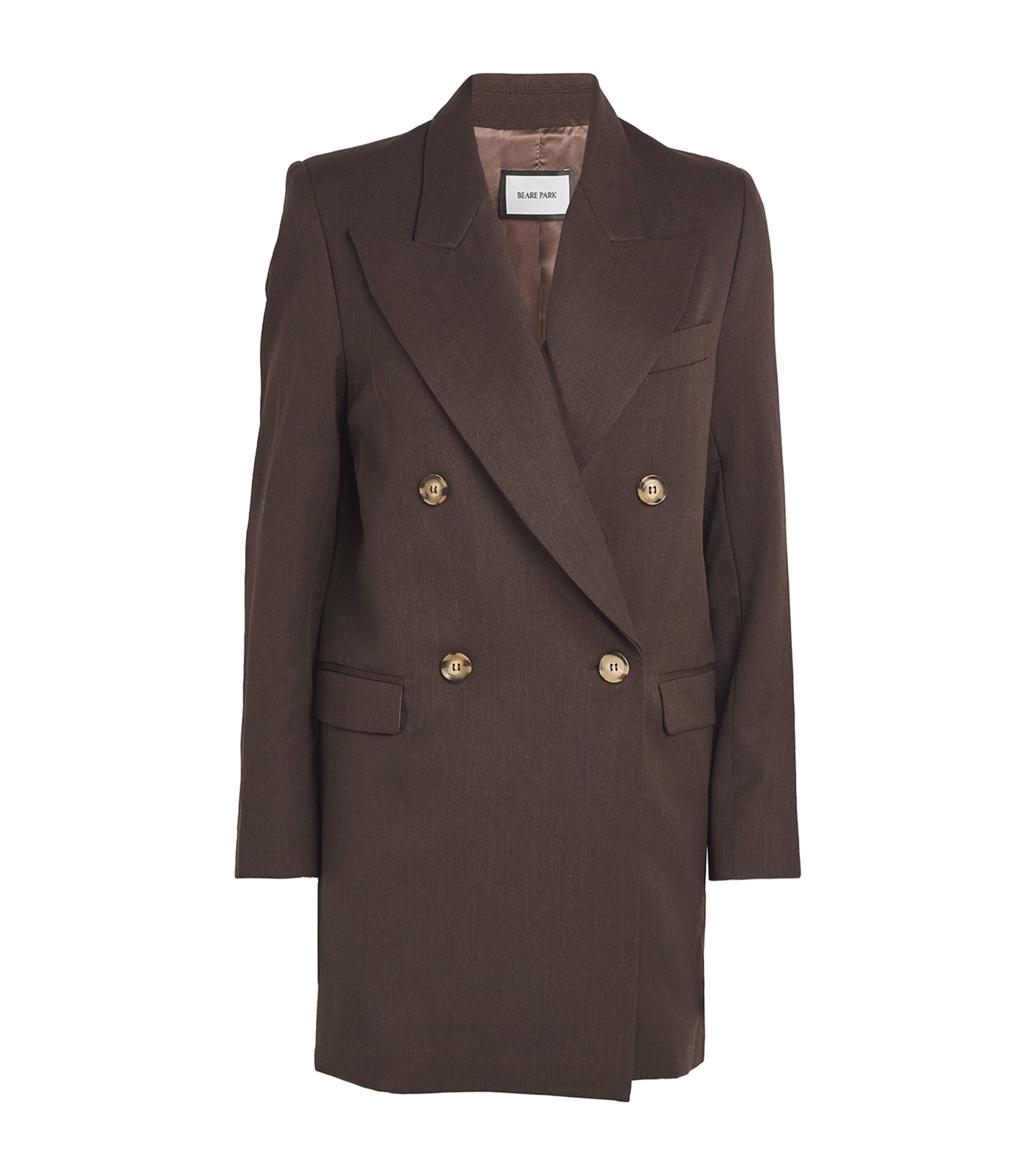 Beare Park Wool Oversized Lotus Blazer In Brown