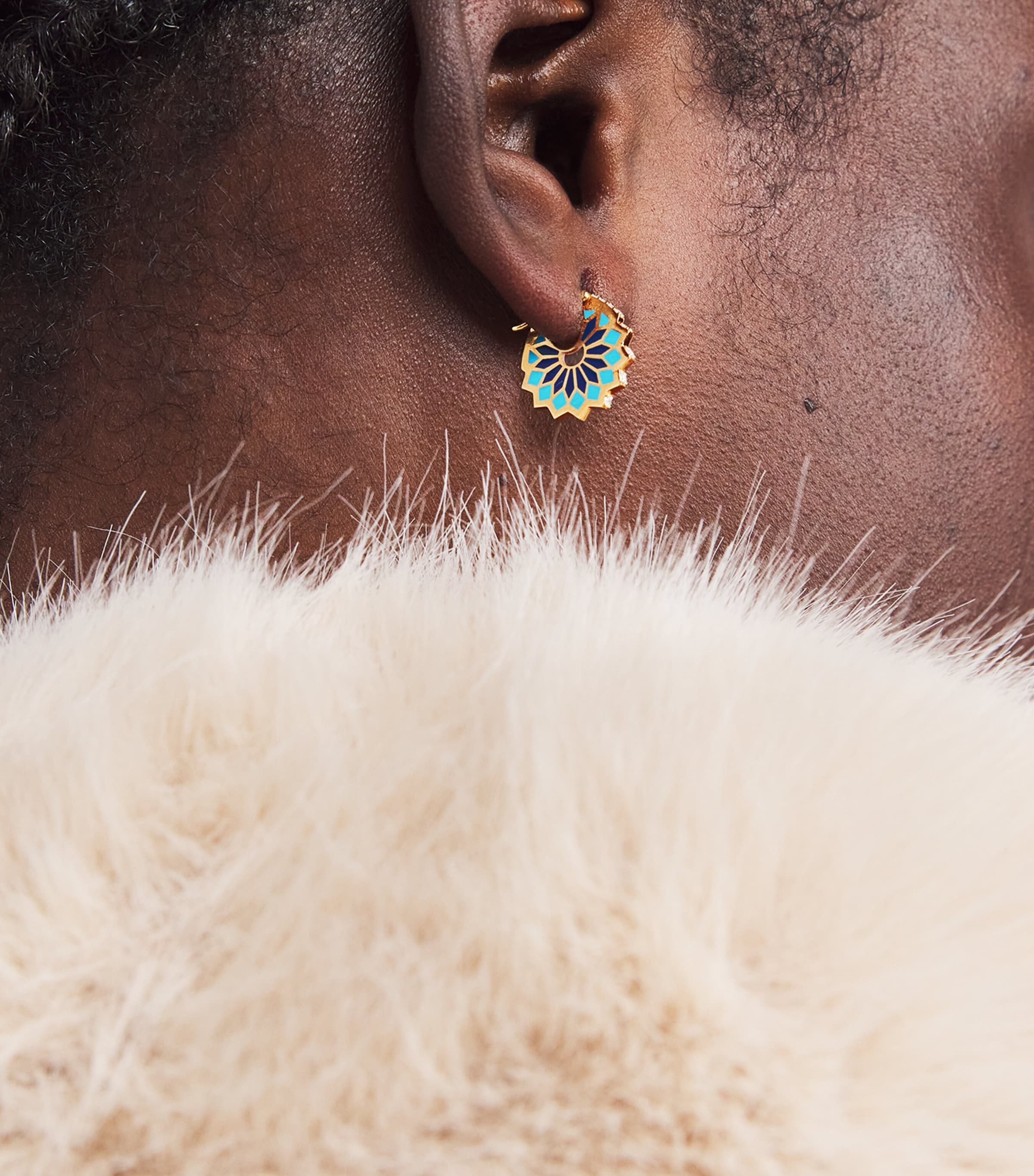 Small Yellow Gold, Diamond and Enamel Lady Sursock Earrings YELLOW GOLD Image 2