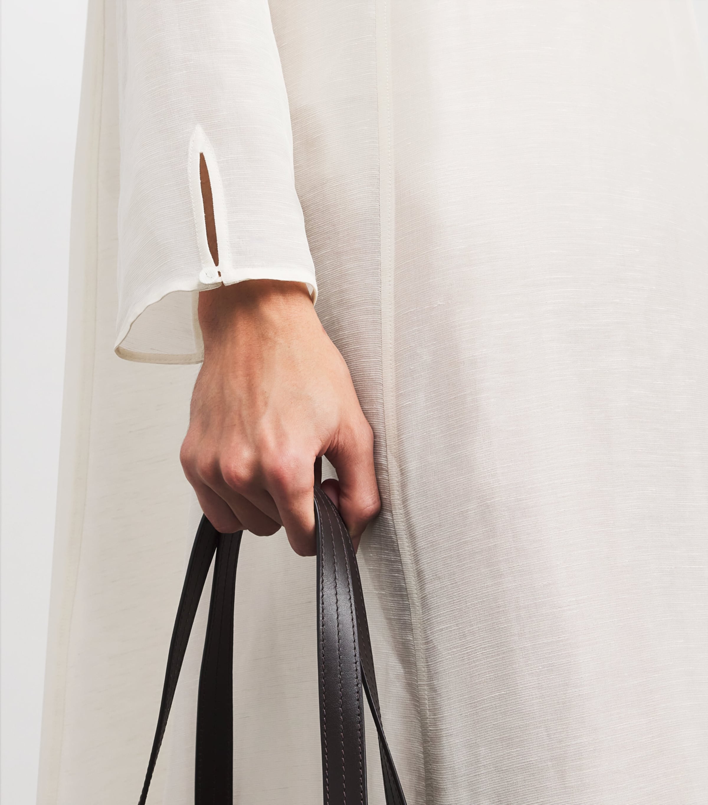 Linen-Silk Pleated Midi Kaftan 106 NEW IVORY Image 5