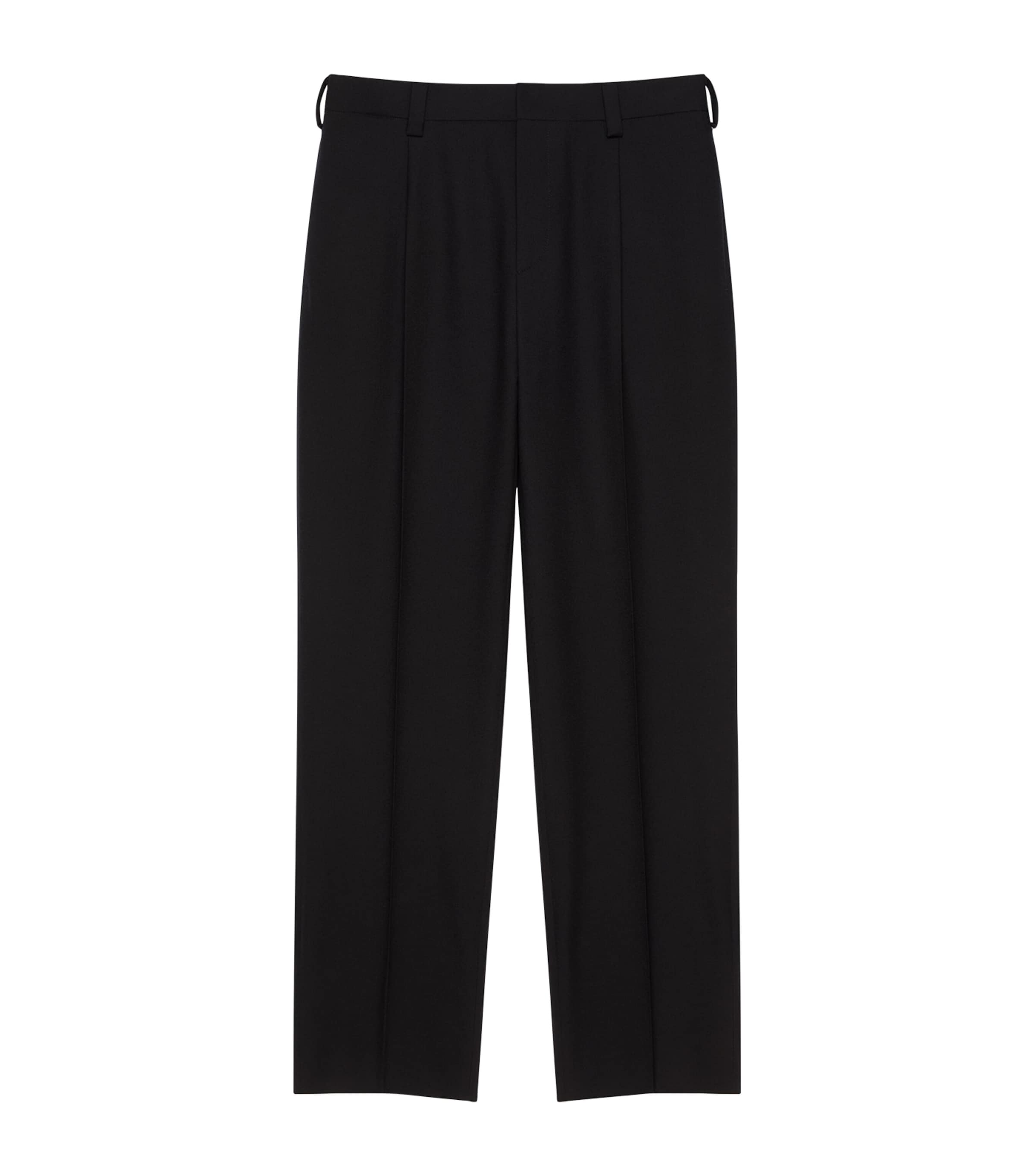 Wool Tapered Tailored Trousers BLACK Image 1