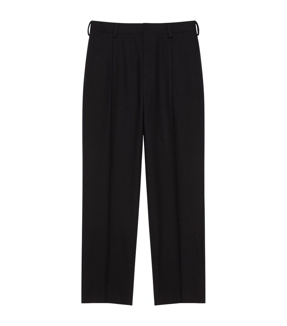 Wool Tapered Tailored Trousers BLACK Image 1