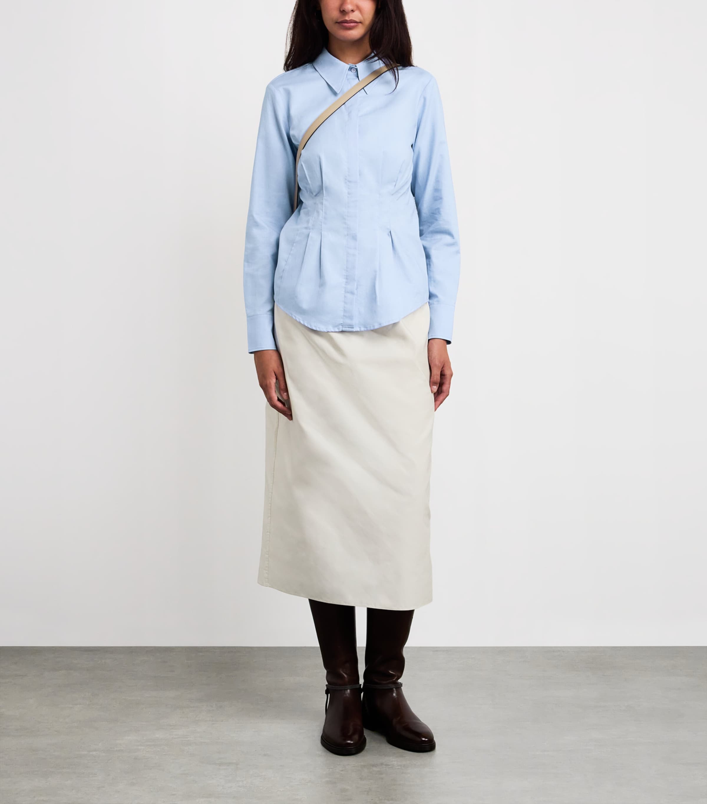 Cotton Pleated Shirt LIGHT BLUE Image 2