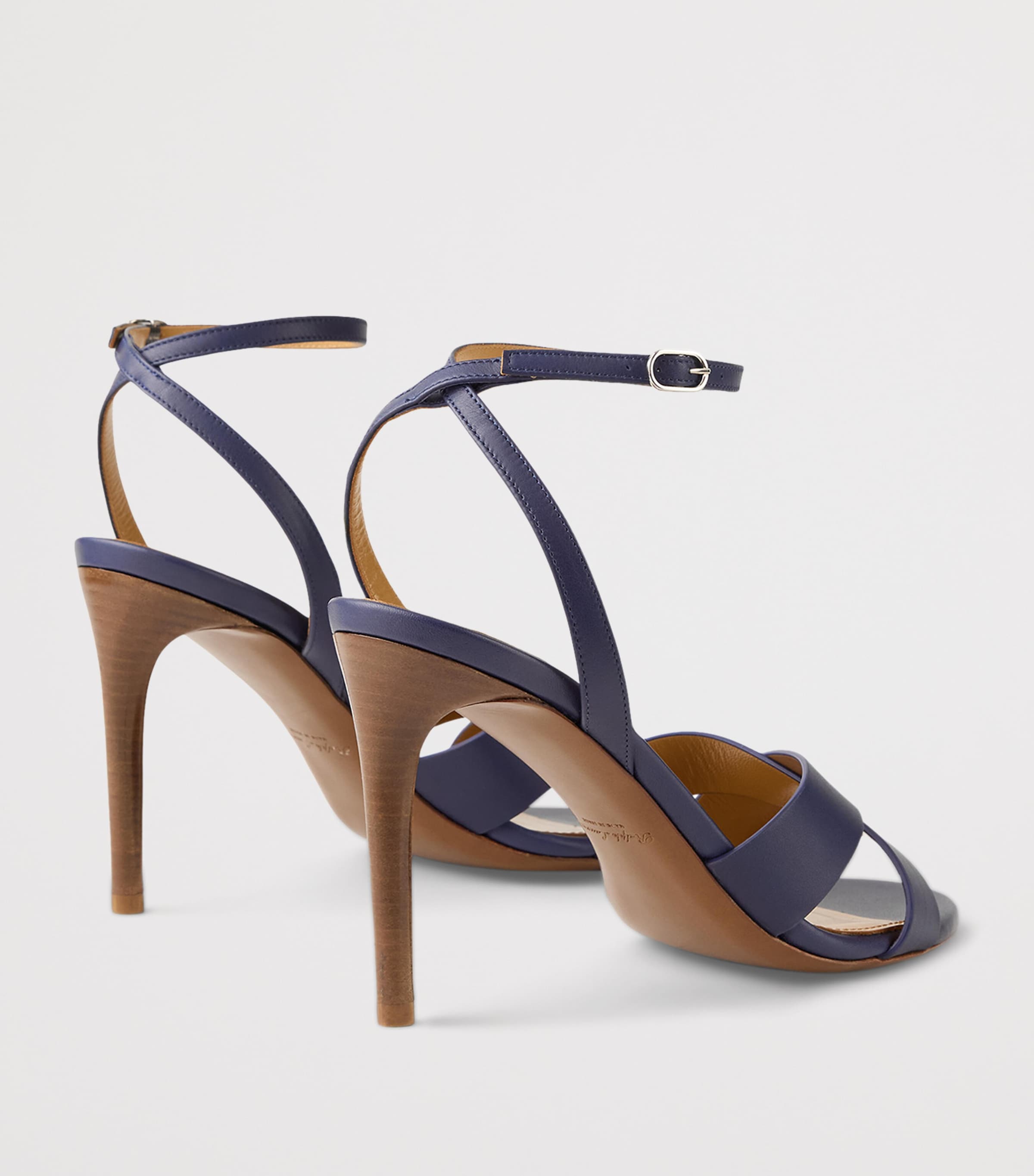 Leather Cleary Heeled Sandals 95 NAVY-410 Image 3