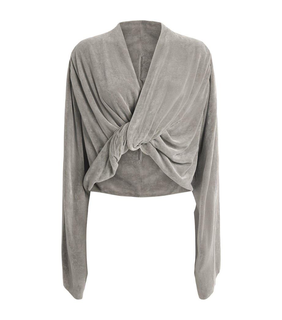 Rick Owens Womens Velvet Twist Tee Pearl Image 1