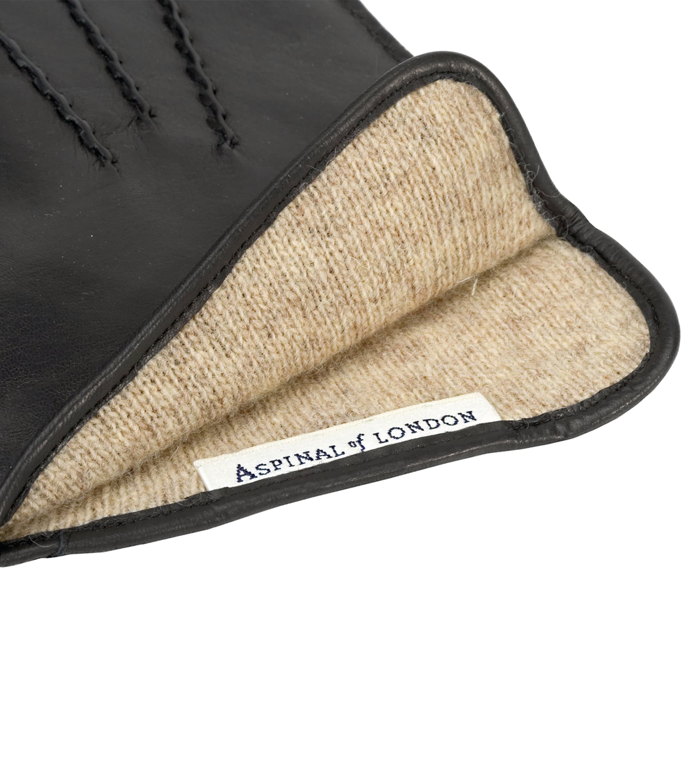 Men's Cashmere-Wool-Lined Leather Gloves BLACK Image 4