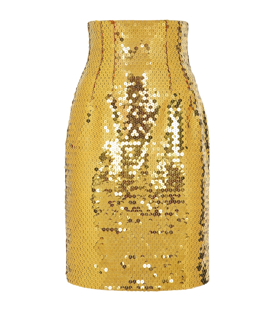 Sequinned Mini Skirt A0893-DARK WHEAT YEL Image 1