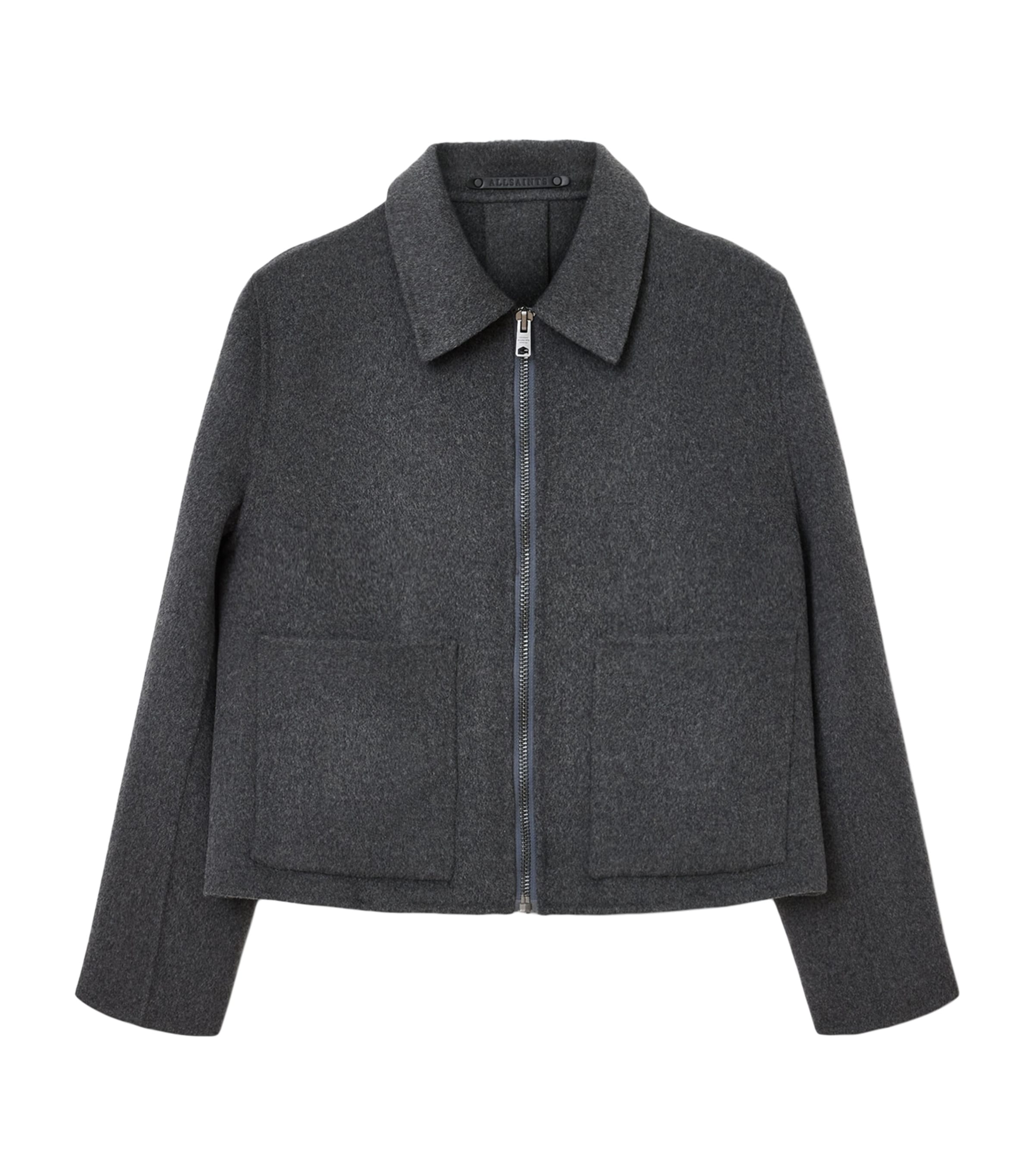 Allsaints Womens Charcoal Grey Seannah Regular-fit Zip-up Wool-blend Jacket In Gray