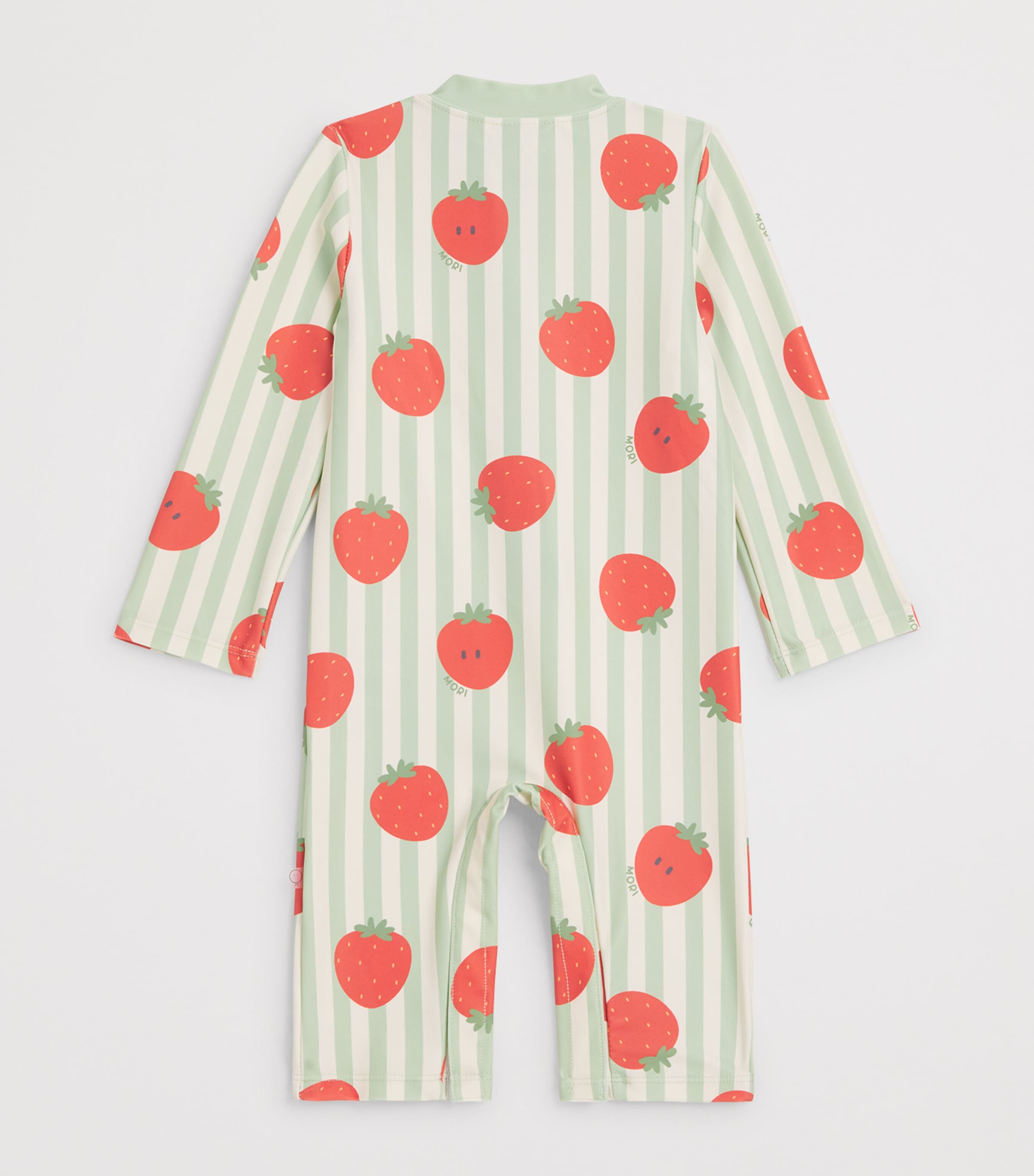 MORI Strawberry Print Sunsafe Swimsuit (0-24 Months) Strwbry & Grn Stripe Image 2