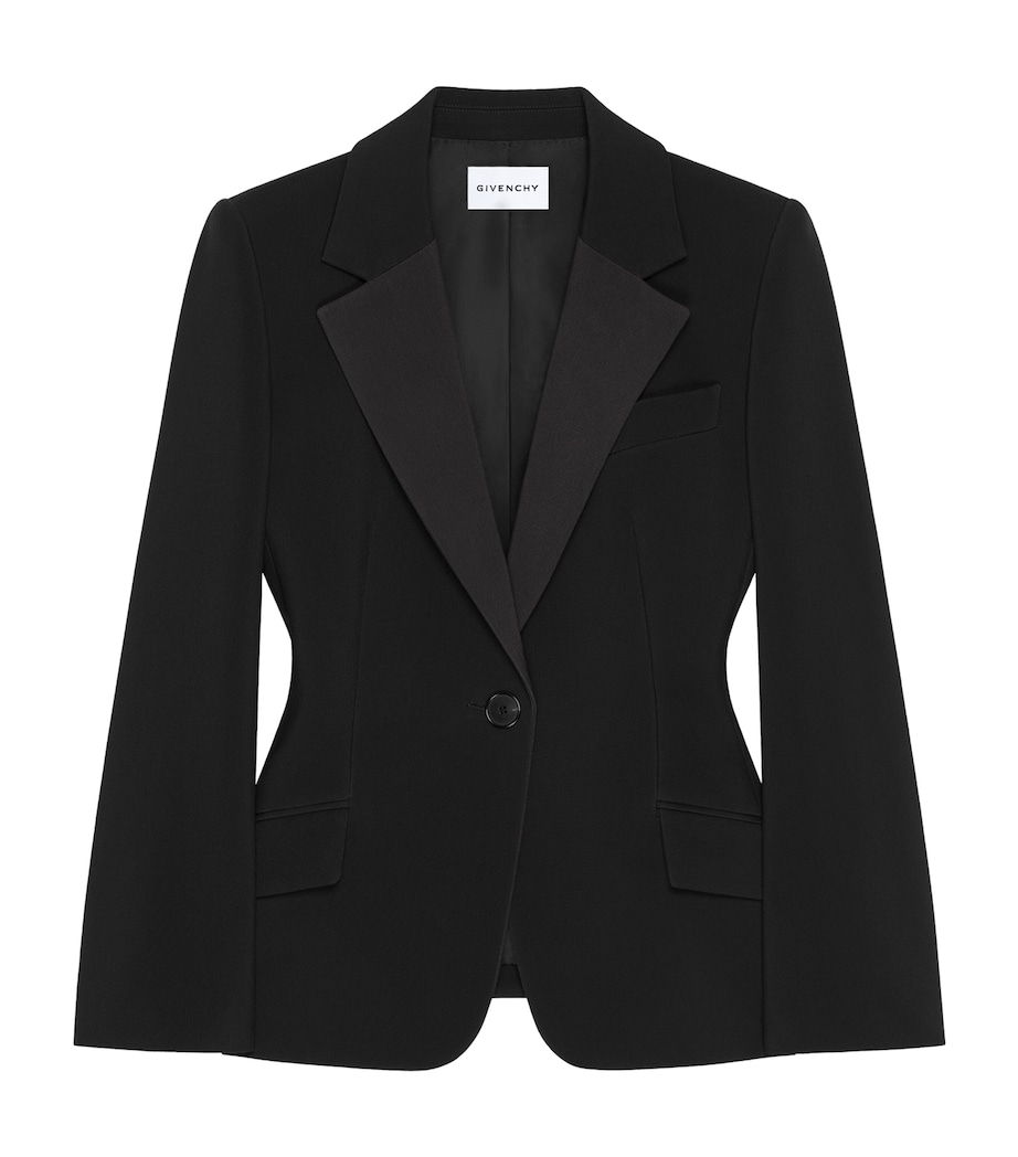 Wool-Blend Tuxedo Blazer BLACK Image 1