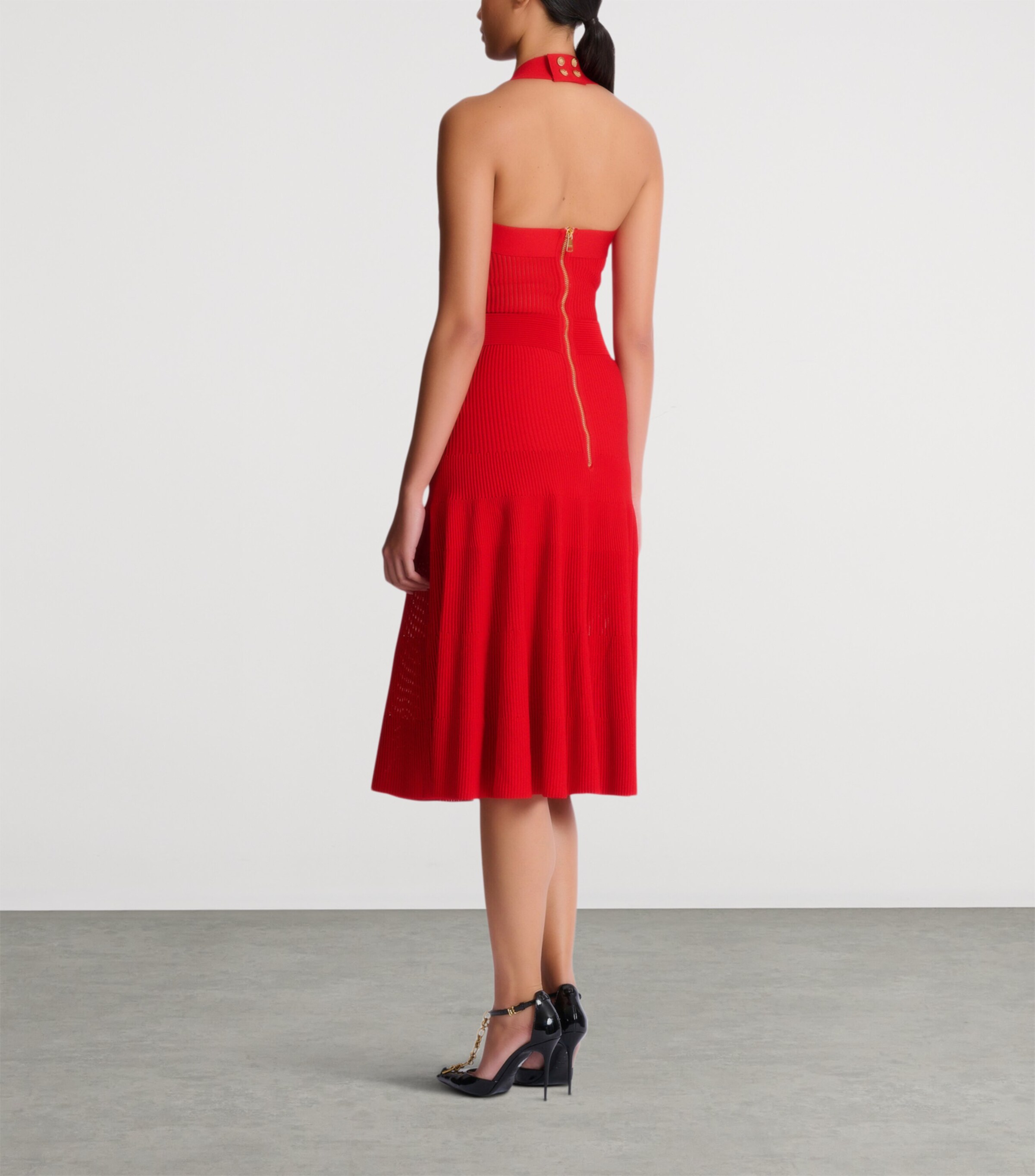 Halterneck Knit Midi Dress 3GK ROUGE Image 8