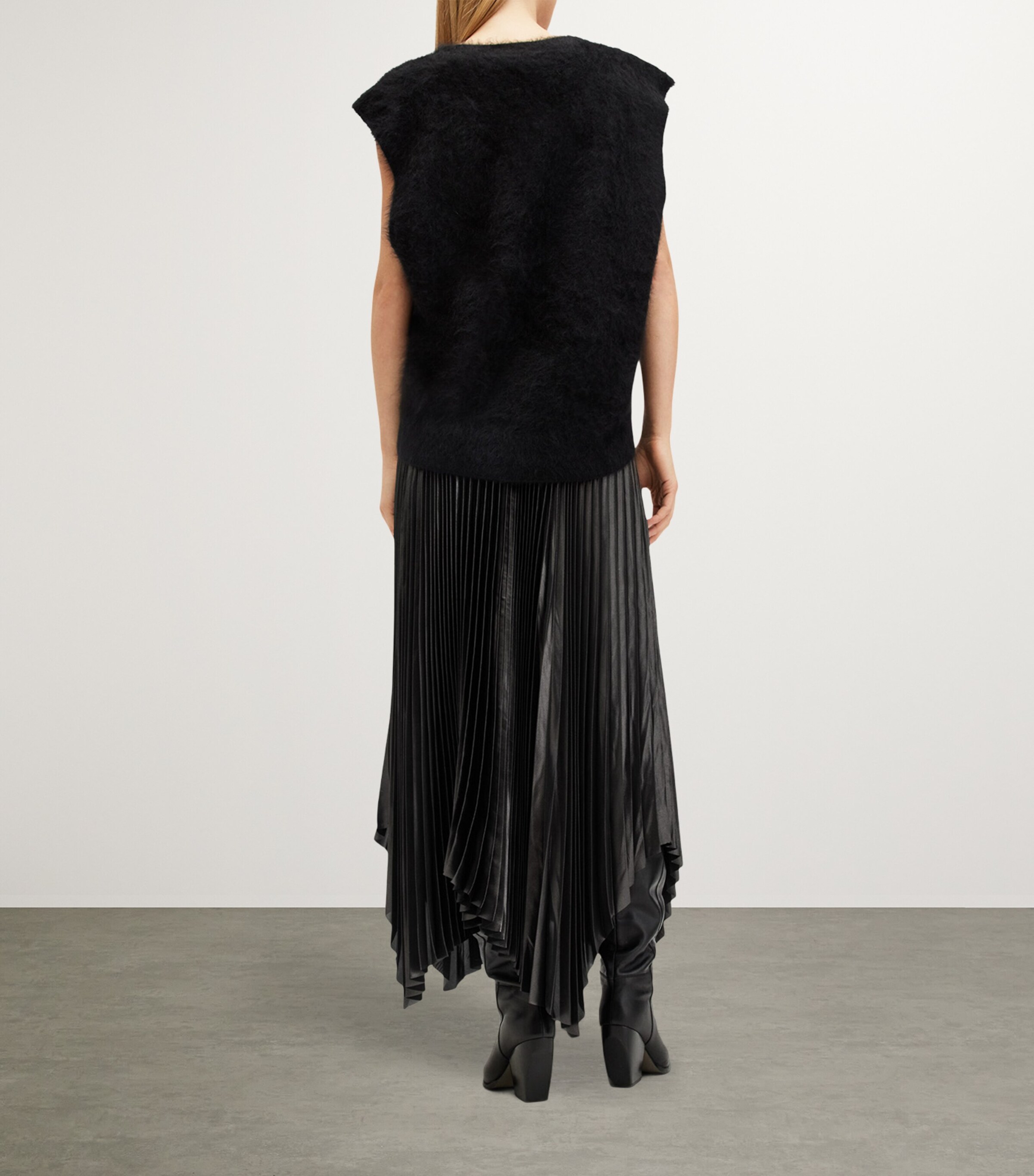 AllSaints Phia Metallic Pleated Midi Skirt | Harrods US