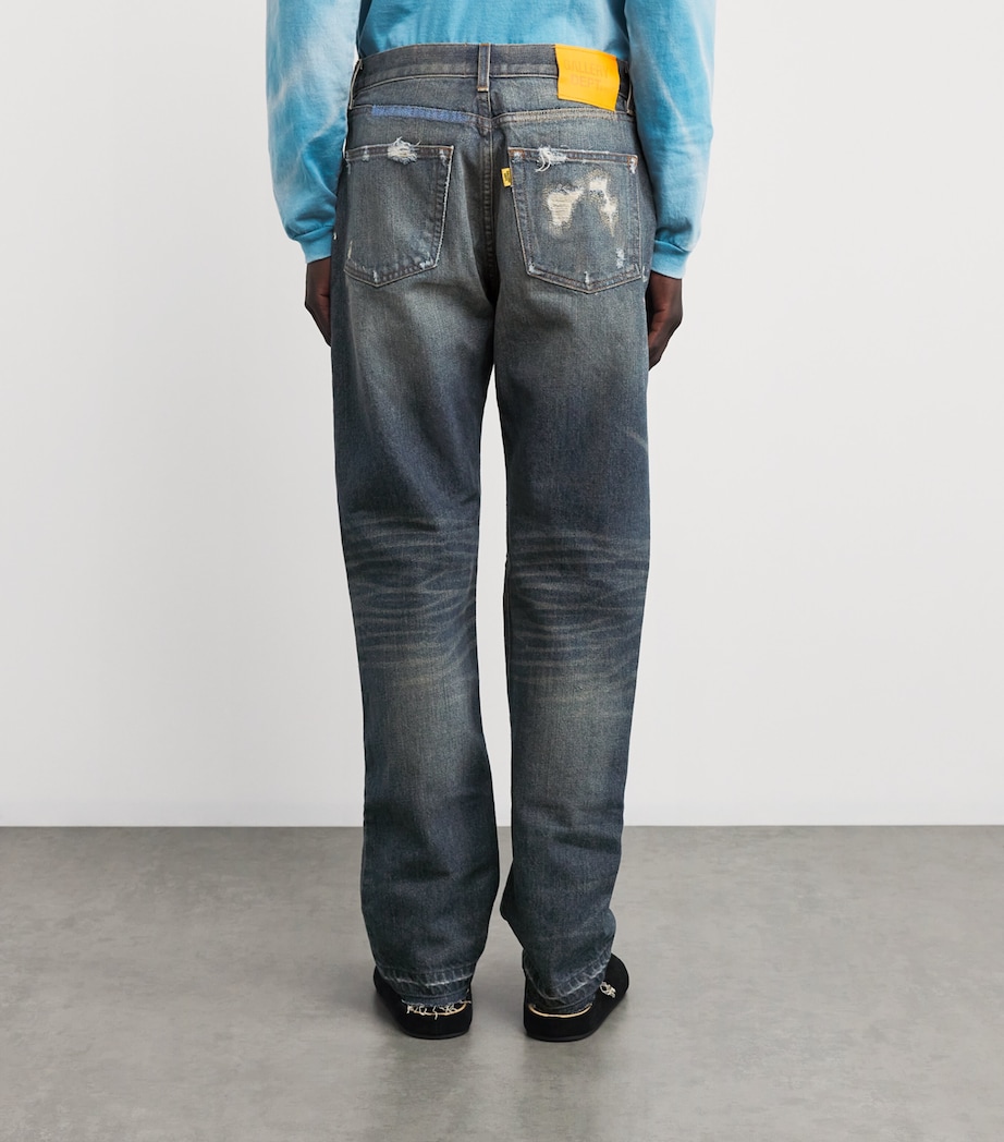 GALLERY DEPT. Mens Paint-Detail Starr 5001 Straight-Leg Jeans Dark Wash Image 4