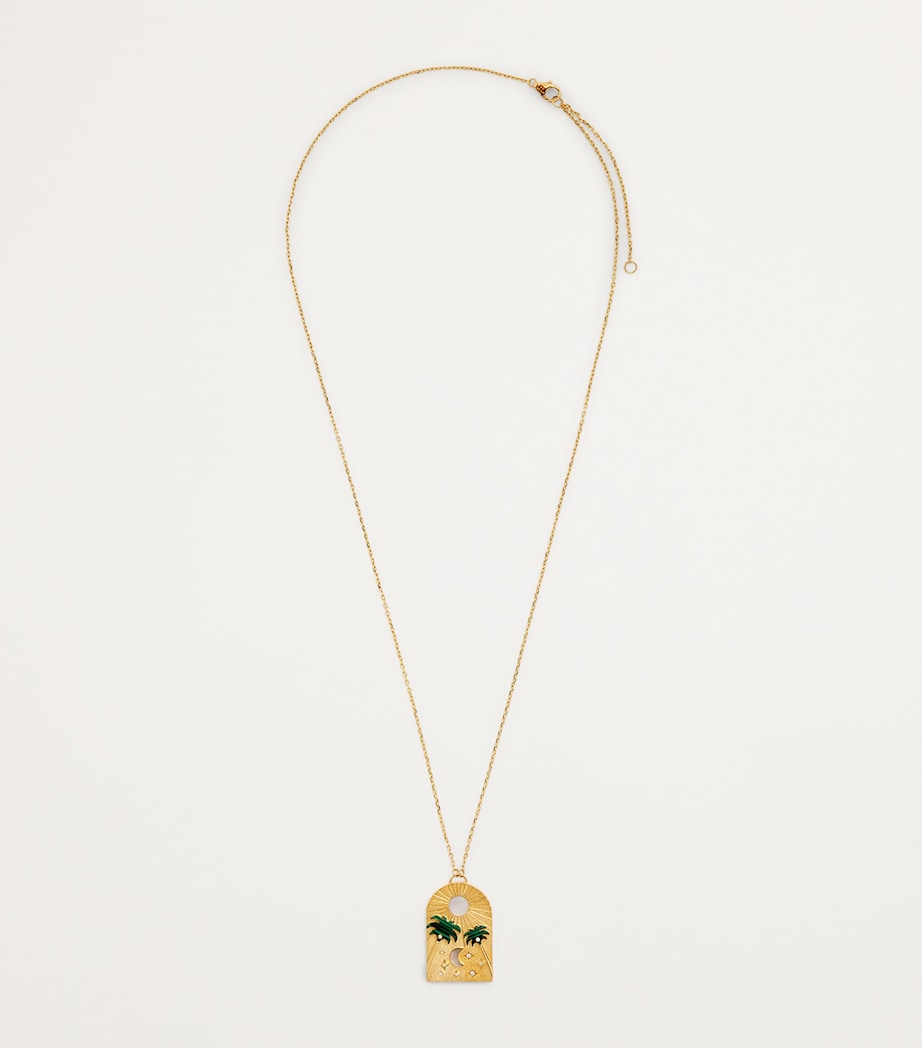 Yellow Gold, Diamond and Malachite Biladi Palm Necklace YELLOW GOLD Image 3