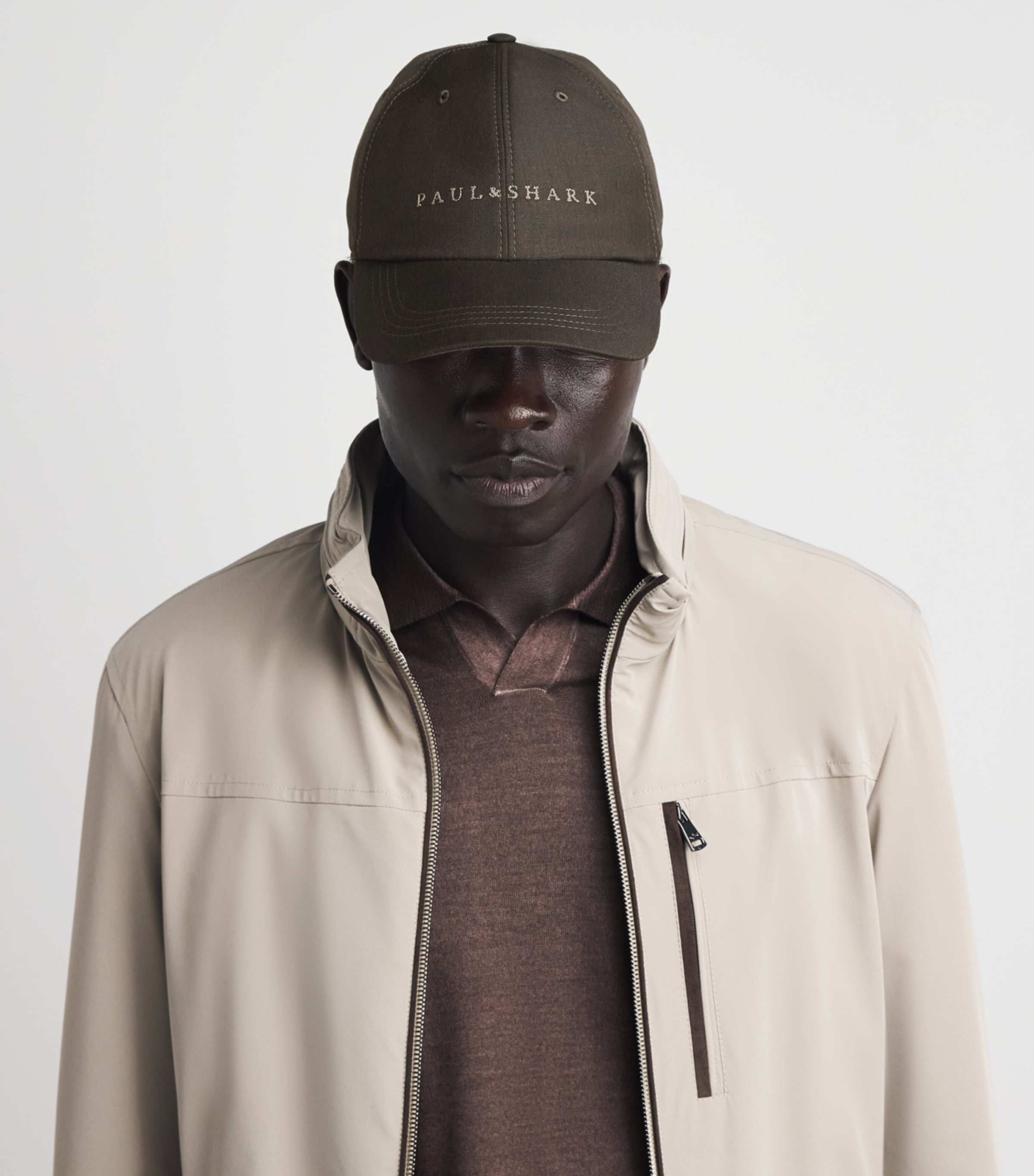 Paul & Shark Virgin Wool Logo Baseball Cap Marrone Caffe Image 2