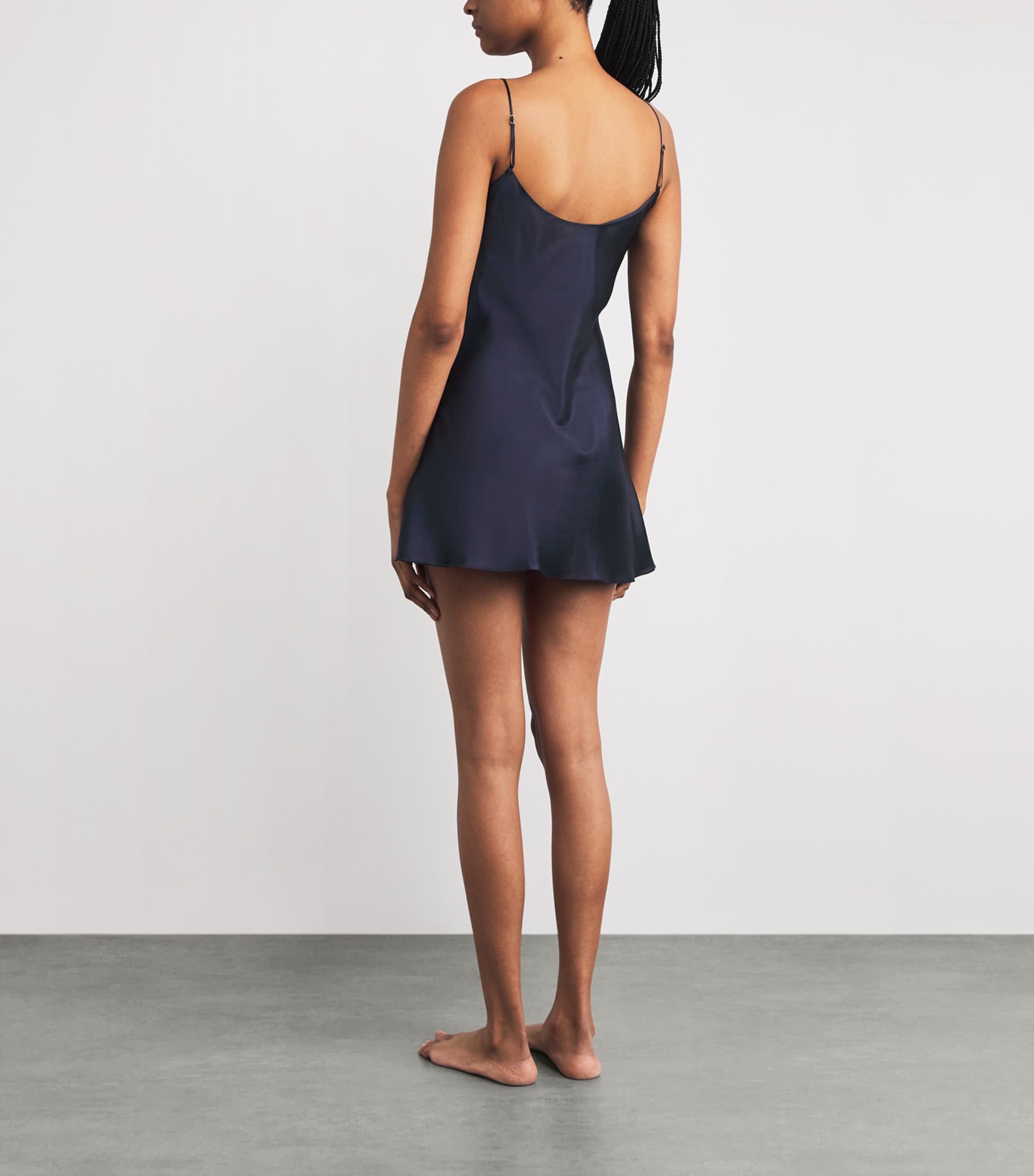 Silk Babydoll Julia Slip Dress MARINEBLUE/BLACK Image 3