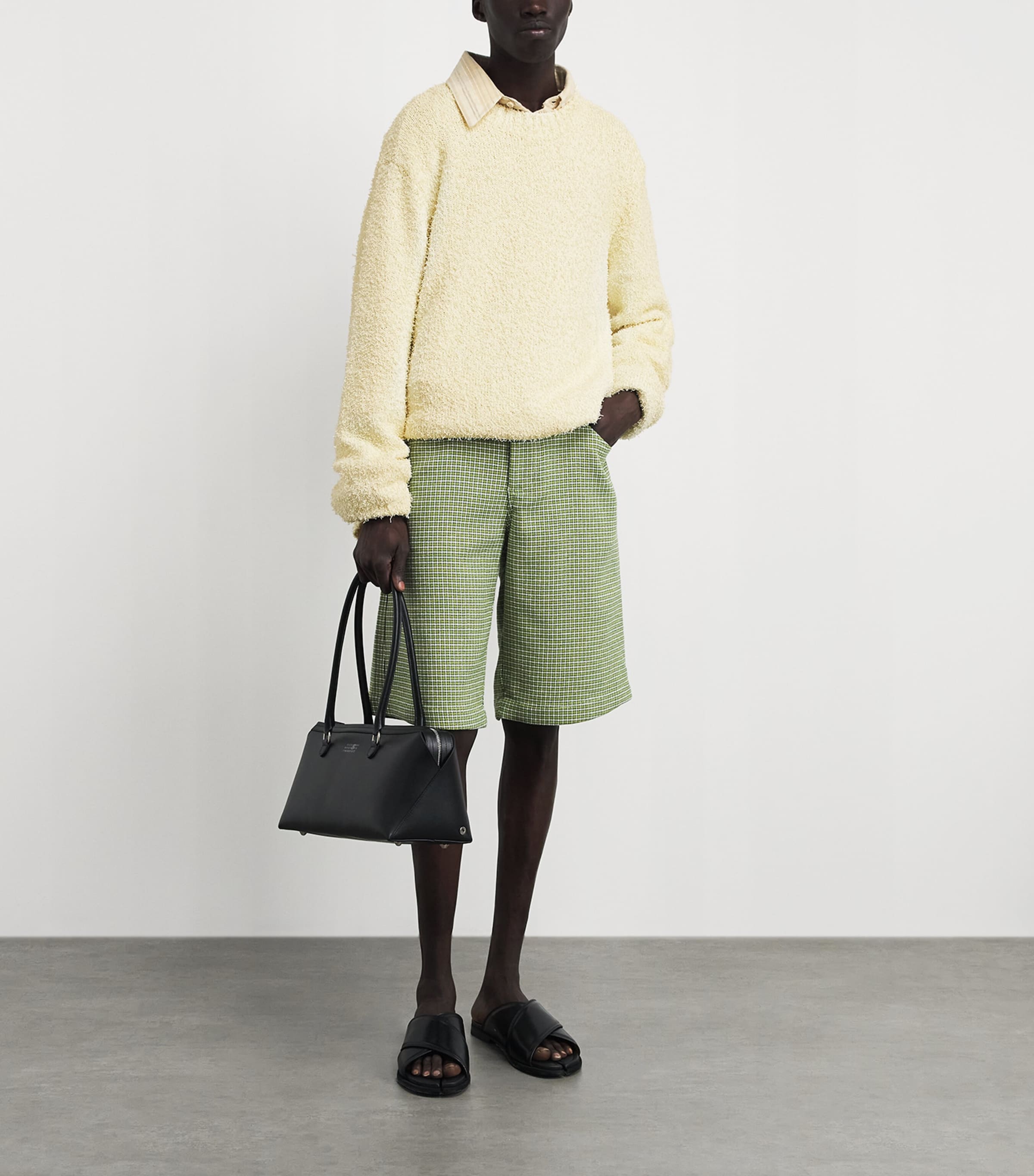 Séfr Mens Bouclé Odilon Sweater Textured Cream Image 2