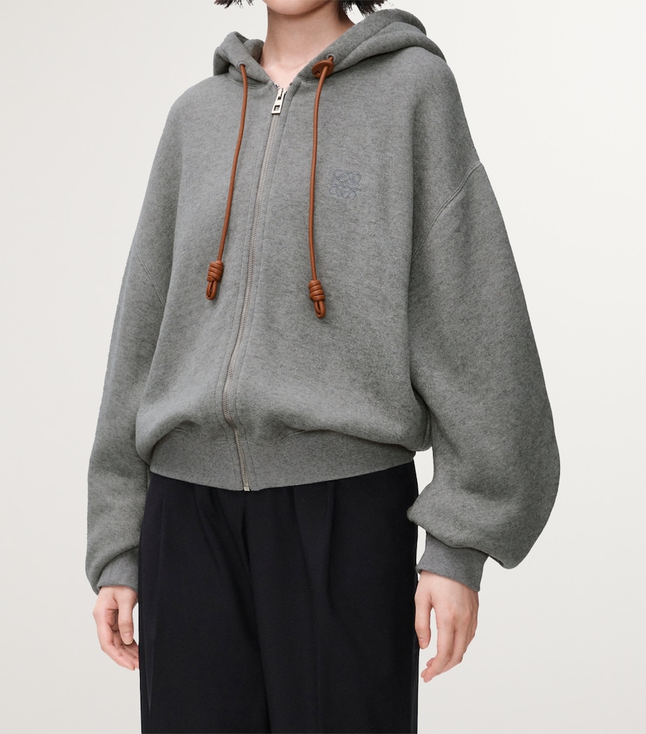 LOEWE Womens Cotton-Cashmere Flamenco Hoodie Grey Image 3