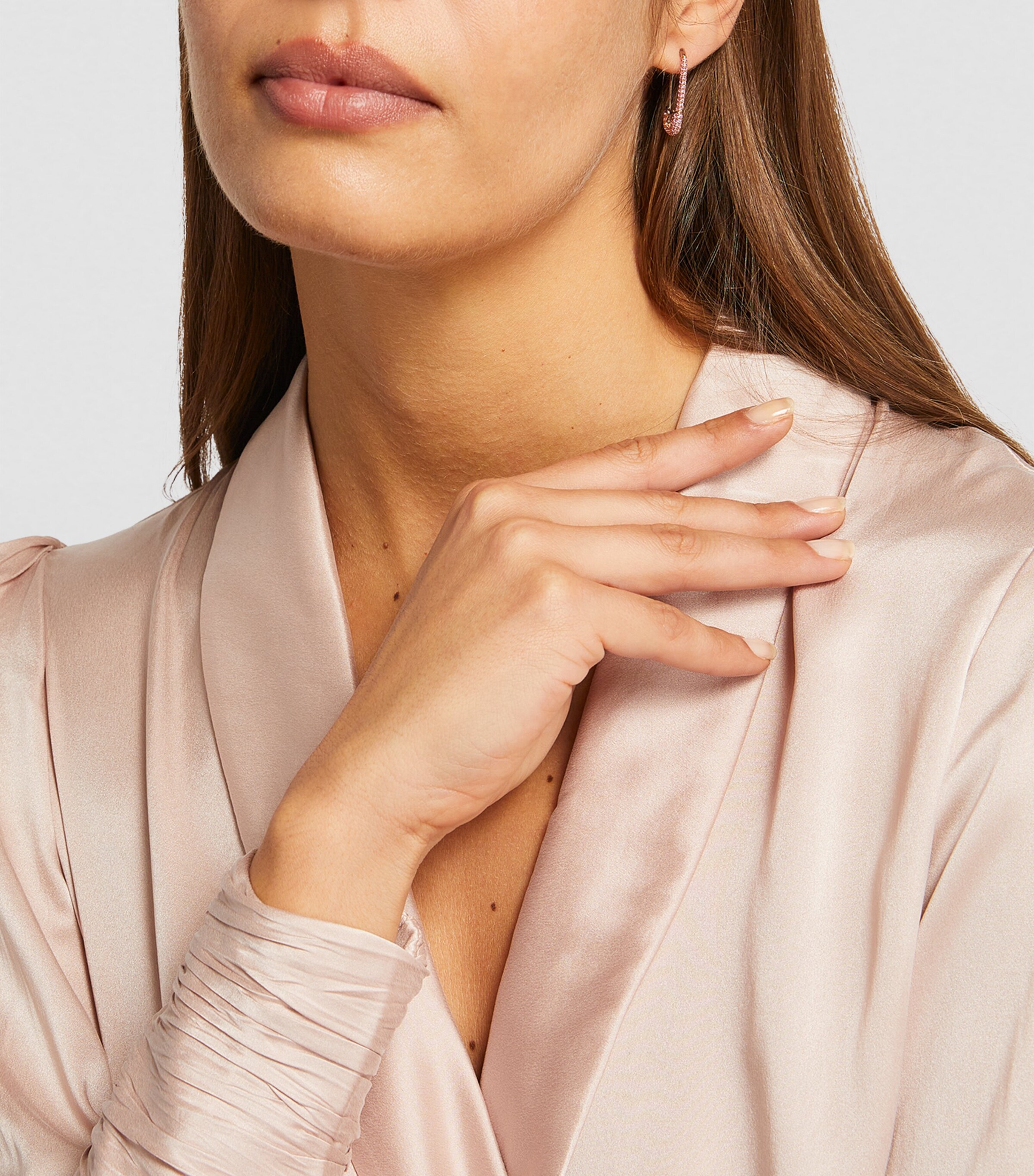 Anita Ko Rose Gold and Sapphire Safety Pin Single Left Earring Rose Gold Image 4