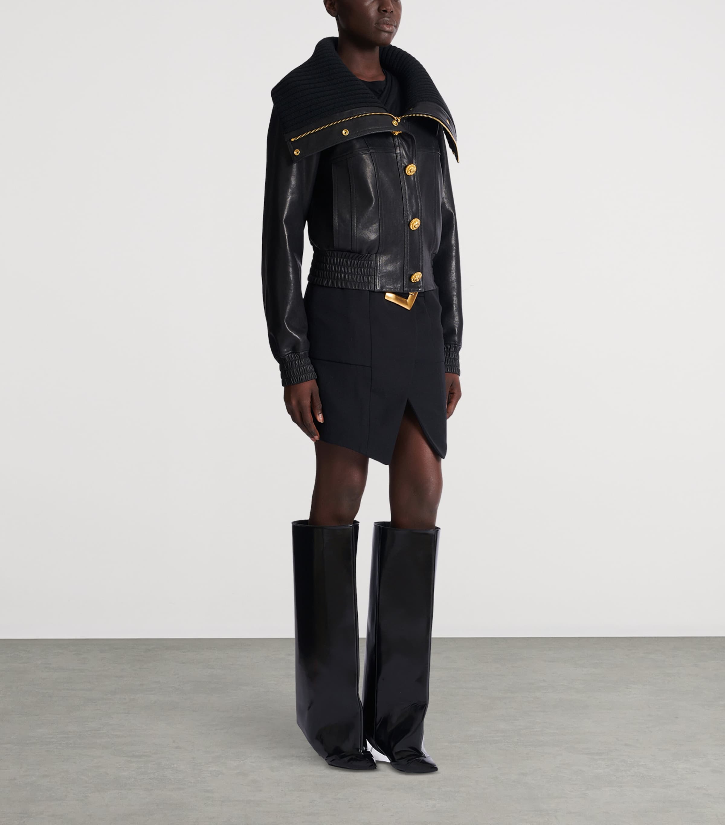 Leather Bomber Jacket 0PA NOIR Image 2