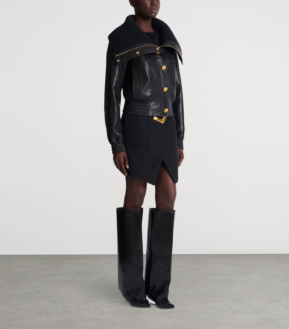 Leather Bomber Jacket 0PA NOIR Image 2