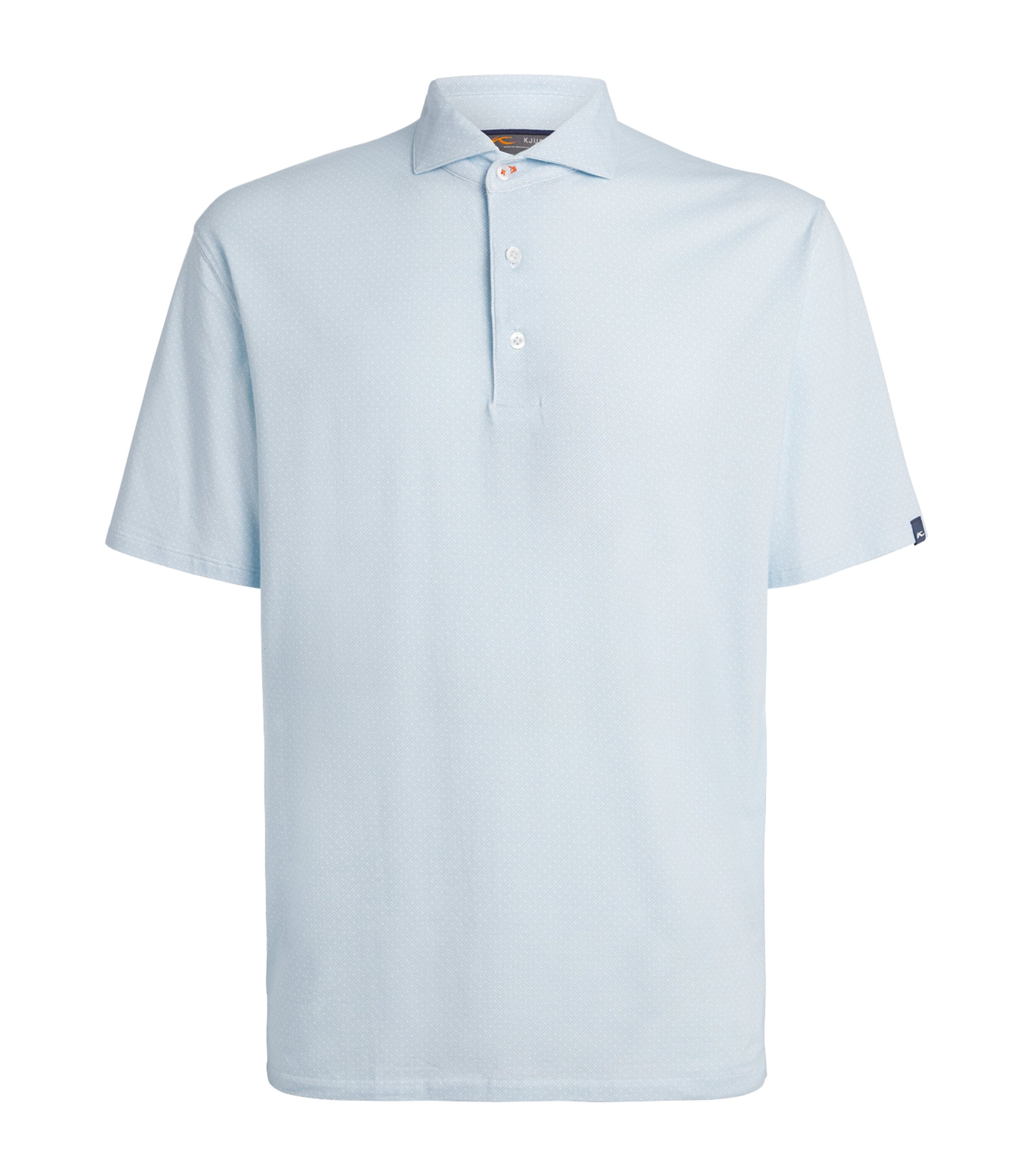 KJUS Mens Pima Cotton Printed Hollow Polo Shirt Vapor Blue/white Image 1