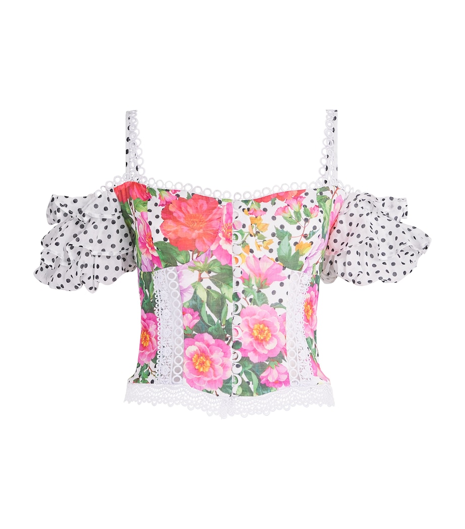 Charo Ruiz Ibiza Womens Floral Carmesi Crop Top White Dots Image 1