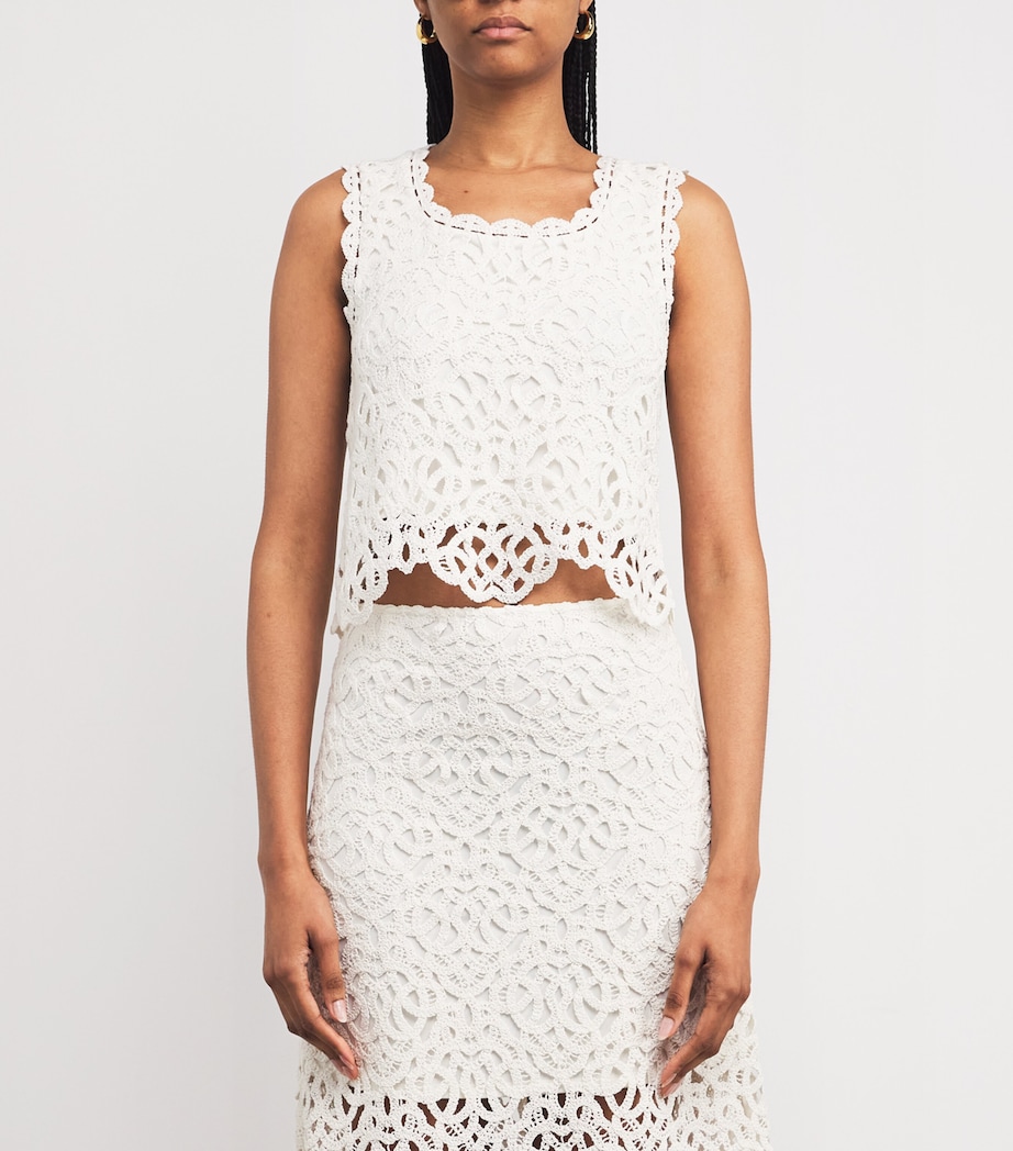 Cotton Crochet Tank Top ECRU Image 3