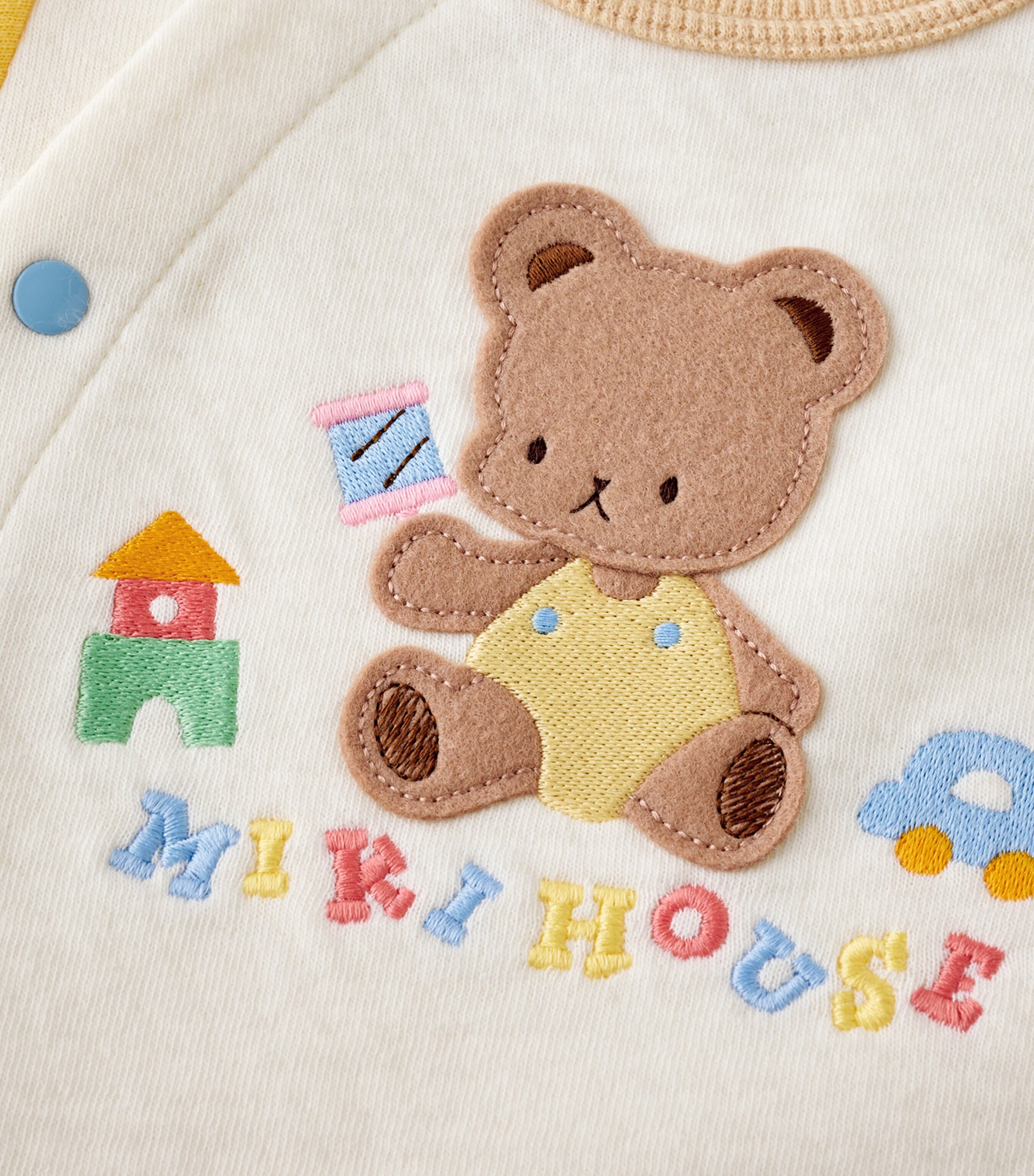 Miki House Logo Bear Embroidered Playsuit (1 Month) Image 6